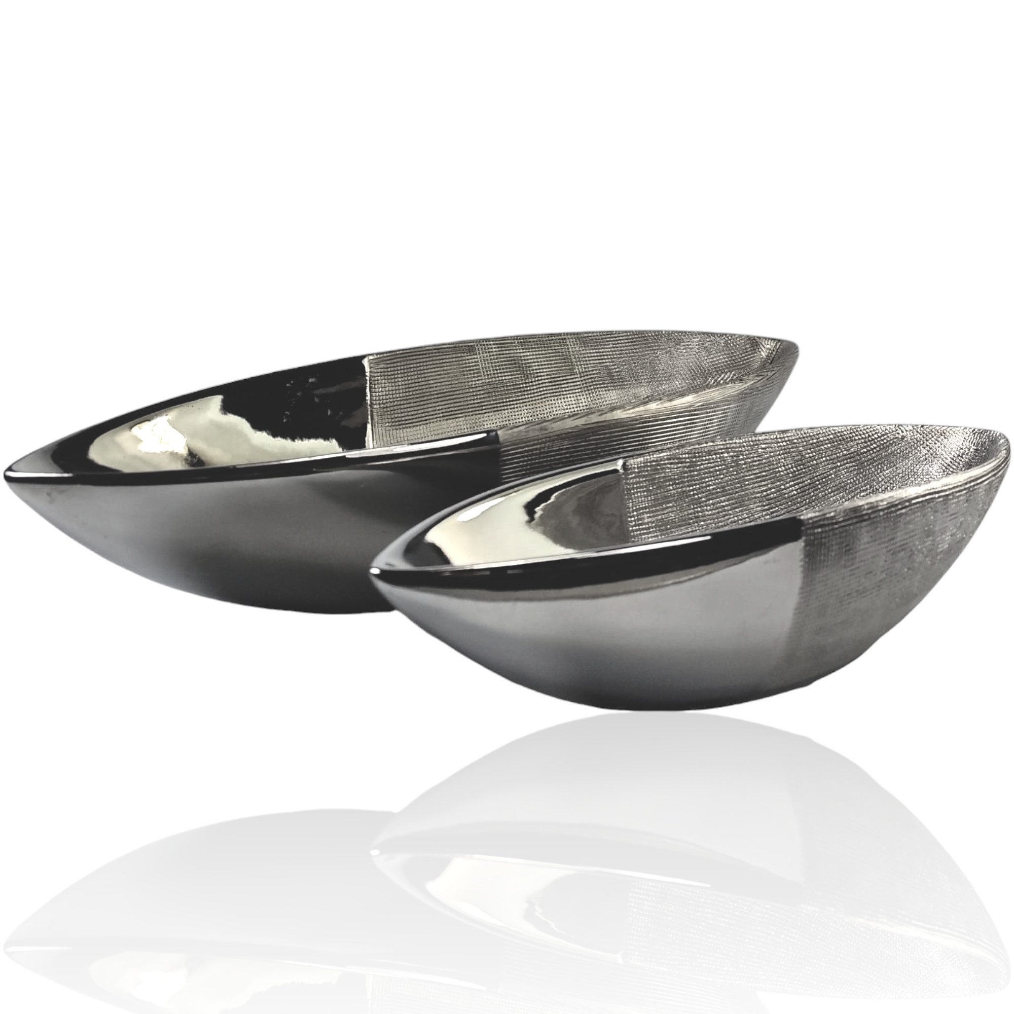 Dekoschale Keramik Deko-schale Obstschale Schale Boot-form Silber 32,5-39cm