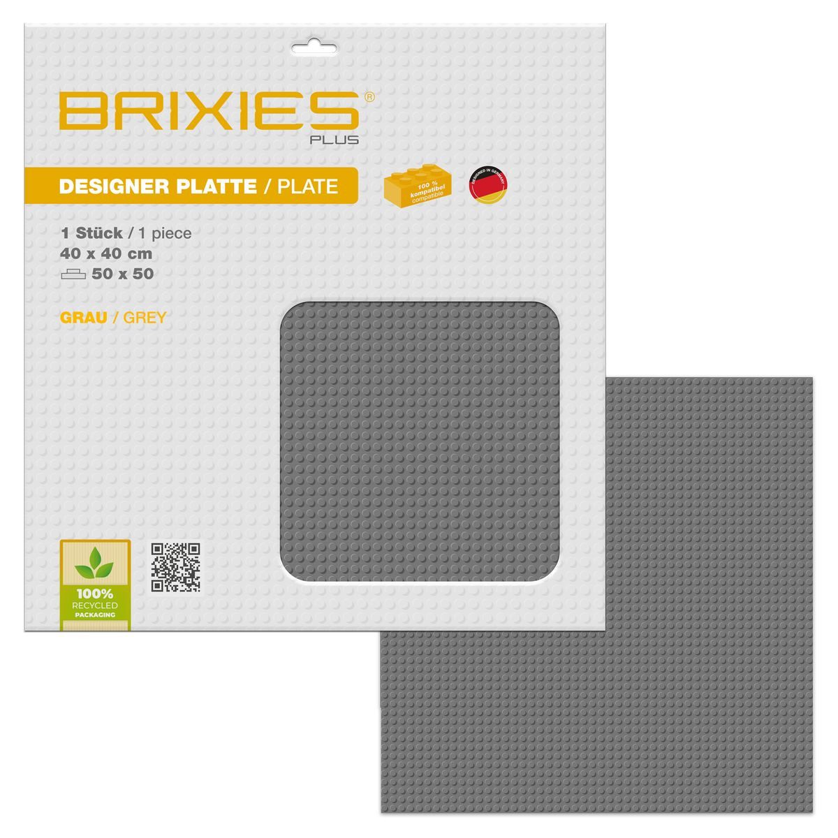 Brixies BRIXIES Bodenplatte Basic grau 50x50cm Konstruktionsspielsteine