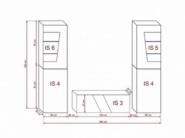 ROYAL24_MARKT Wohnwand - Wohnwand 2024 - Modernes Design für Wohnzimmer., (Komplett Set, 5-St., Premium - S49), Elegante Wohnwand - Stilvoll und Praktisch