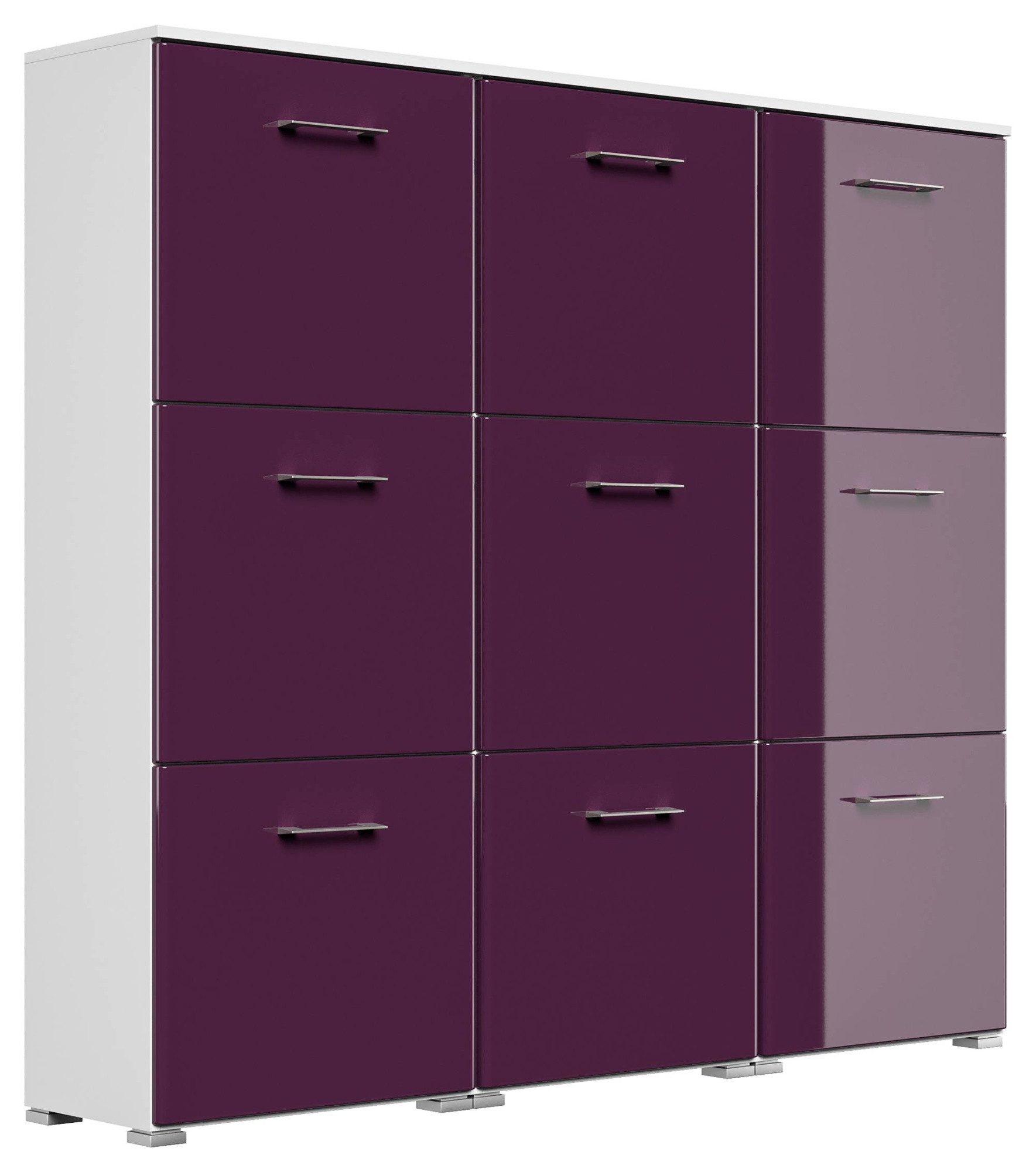 Magnolia Home Schuhschrank Schuhschrank XL Emotion 9 Klappen 36 Paar 157x141 cm Weiss-Brombeer