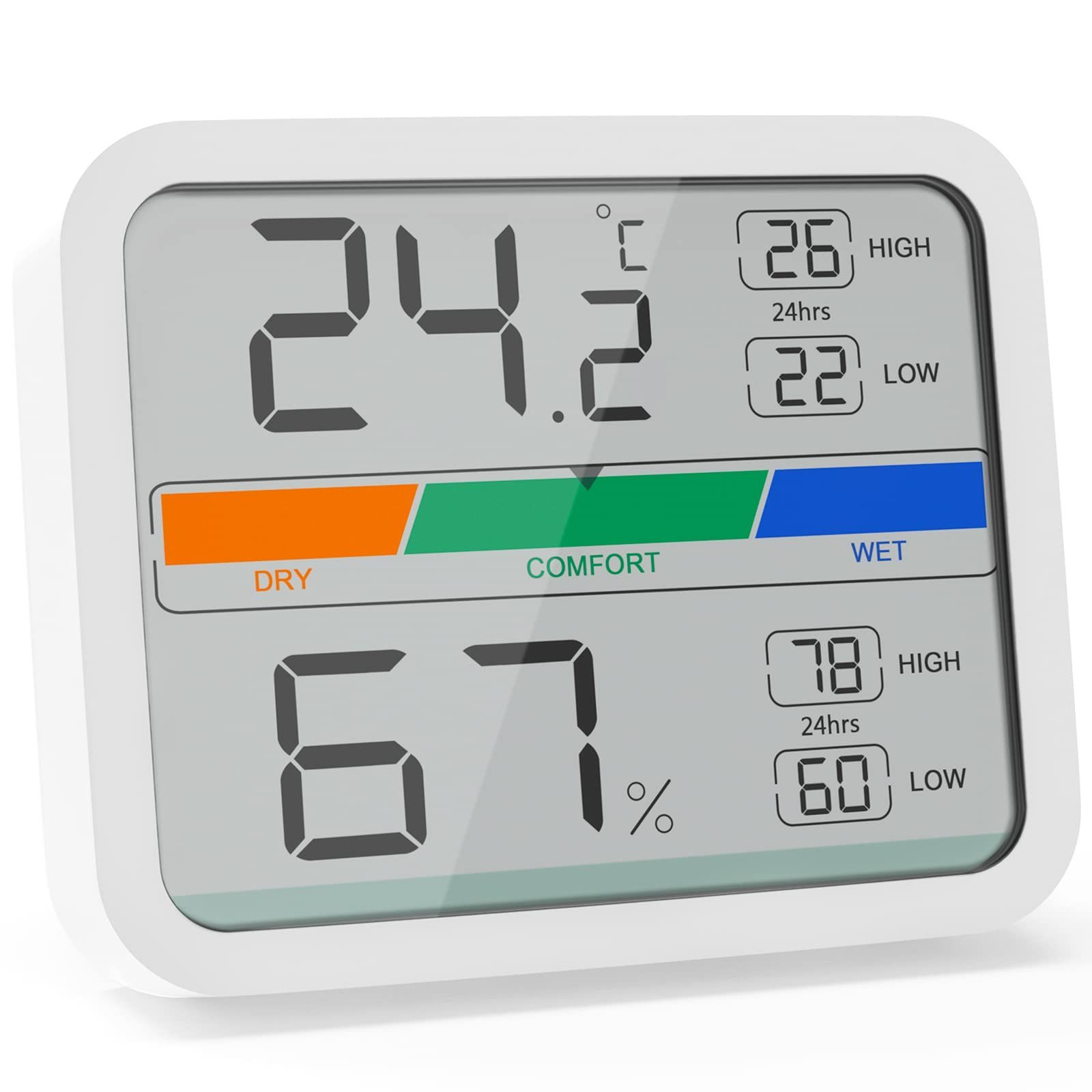 Housruse Digitales Thermometer, Hygrometer, Indoor-Thermo-Hygrometer mit  Magnet, Min/Max-Aufzeichnung zur Raumklimakontrolle Innenwetterstation