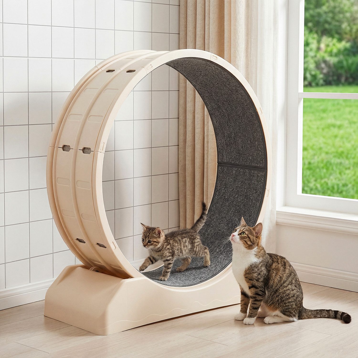 oyajia Tier-Aktivitätsspiel Tierlaufrad, Katzenlaufband, Laufband für Katzen, Zimmerläufer, PP-Kunststoff