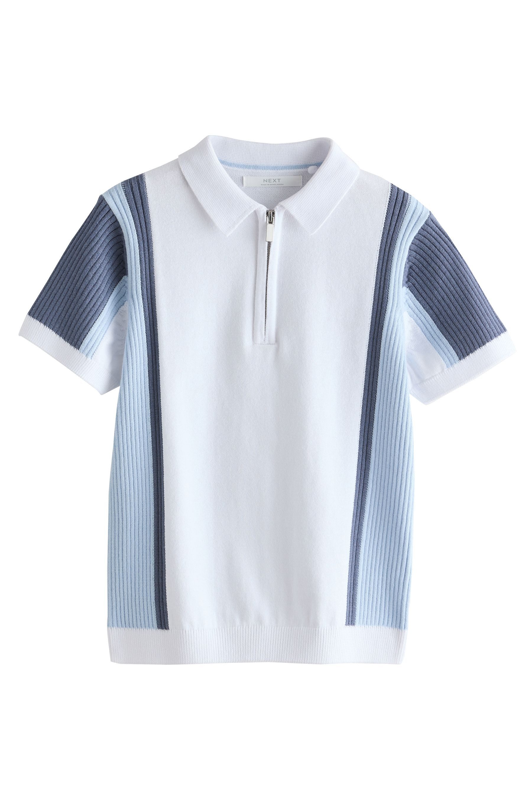 Poloshirt Strick-Poloshirt mit RV-Kragen