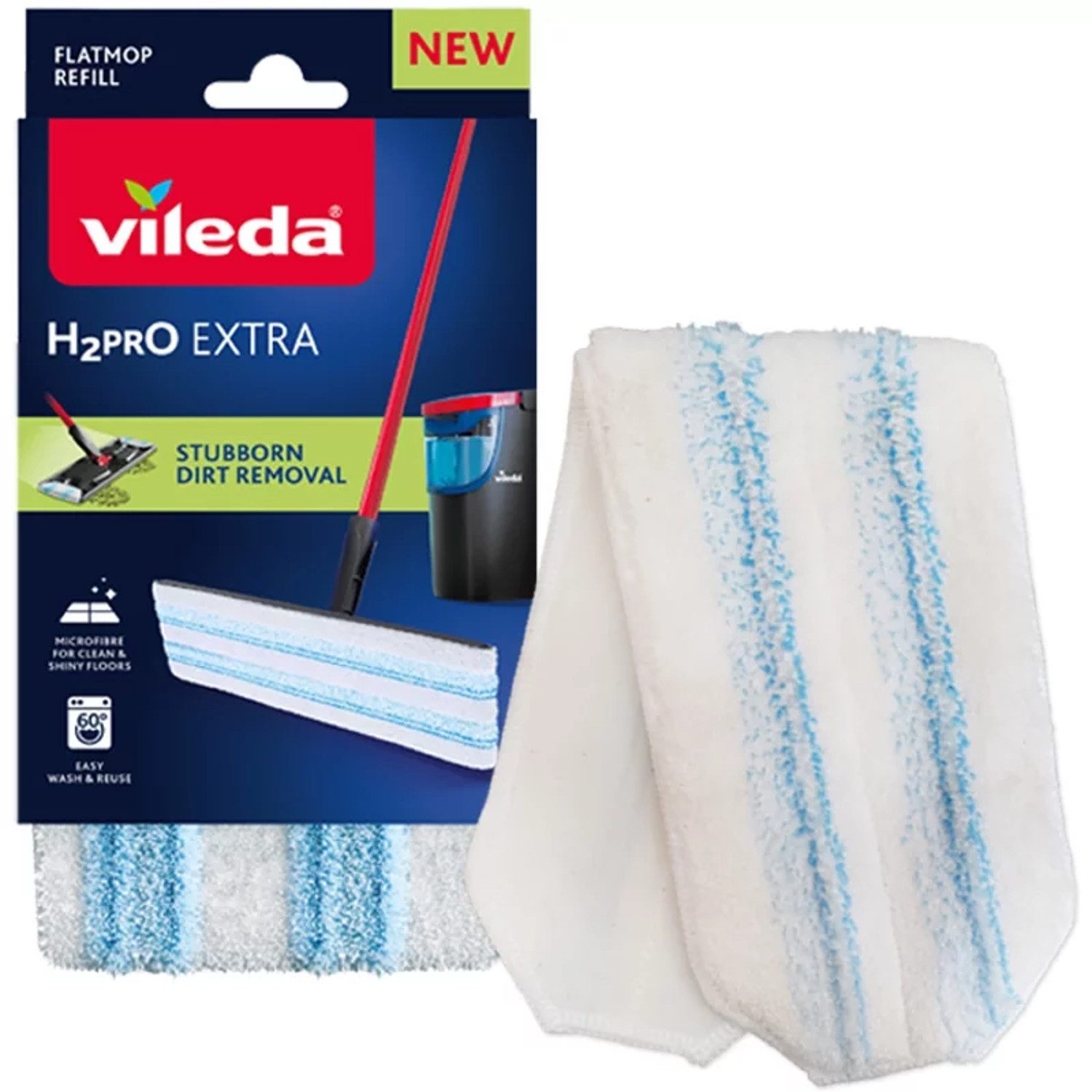 Vileda Bodenwischer Mikrofaser-Einsatz für Vileda H2prO Flachmopp, (1-St), Waschmaschinenfest