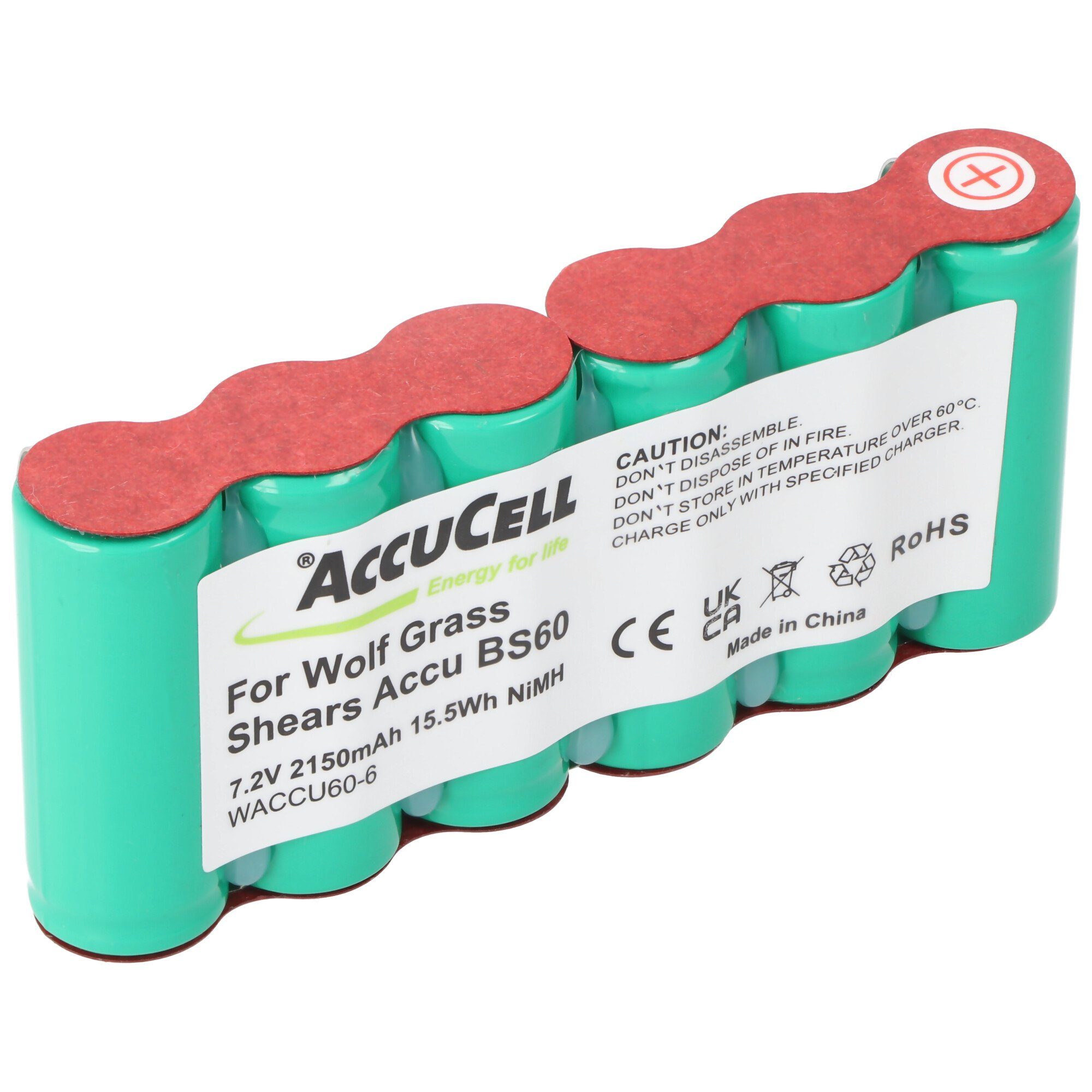 Accu AccuCell 2150 Volt mAh Akku (7,2 für Akku ACCU60, Rasenschere Wolf V) VSE passend 6 4/5A7,2 60,