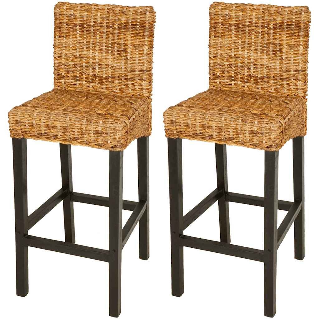 furnicato Barhocker 2er Set aus Massivholz 45 x 44 x 111 cm Dunkelbraun, Rustikale Barstühle aus Abacá mit 78 cm Sitzhöhe für den Innenraum