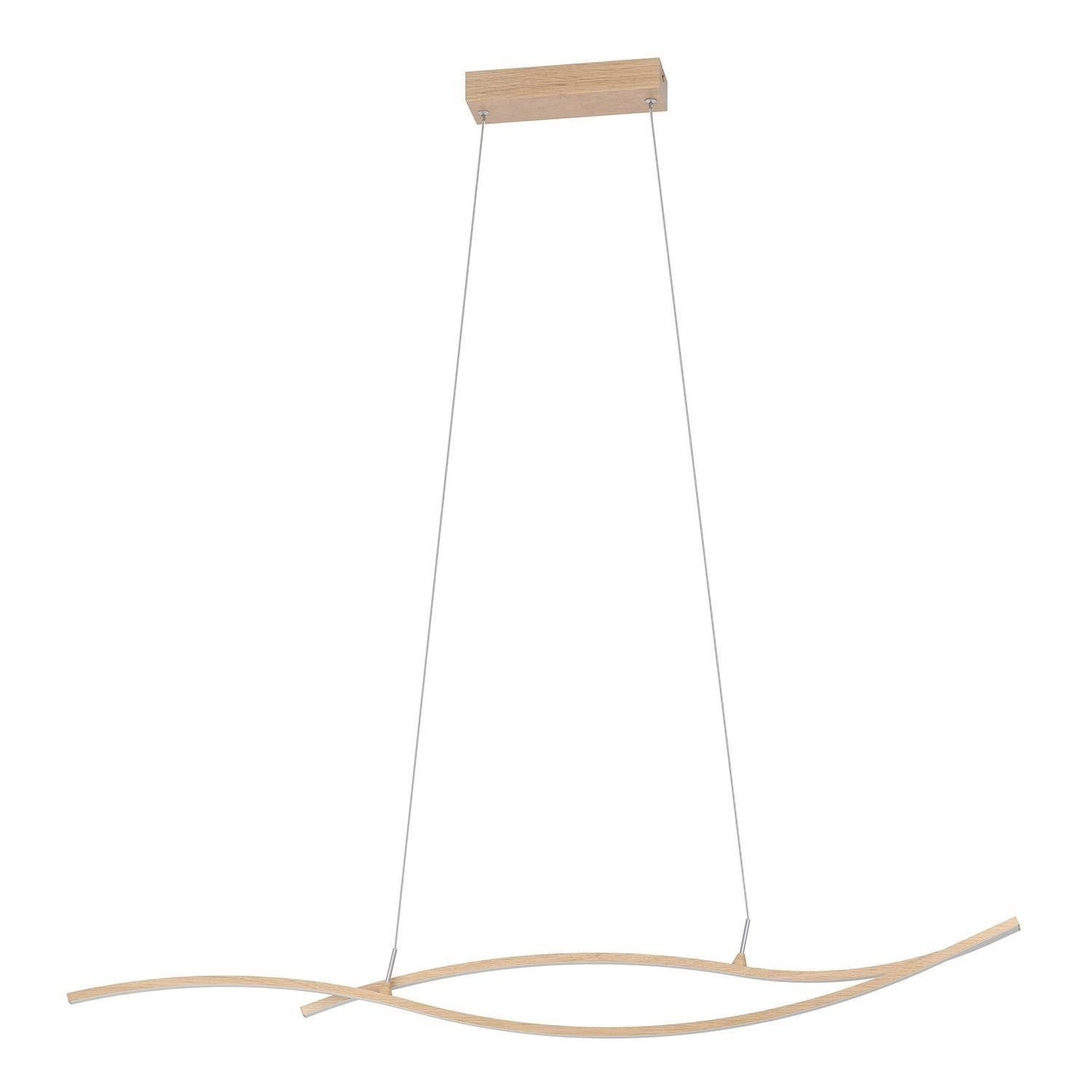 EGLO LED Pendelleuchte GRISOLIA, 1-flammig, Hellbraun, Weiß, Metall, LED fest integriert, Neutralweiß, Lampenschirm aus Kunststoff, B 115 x H 120 cm