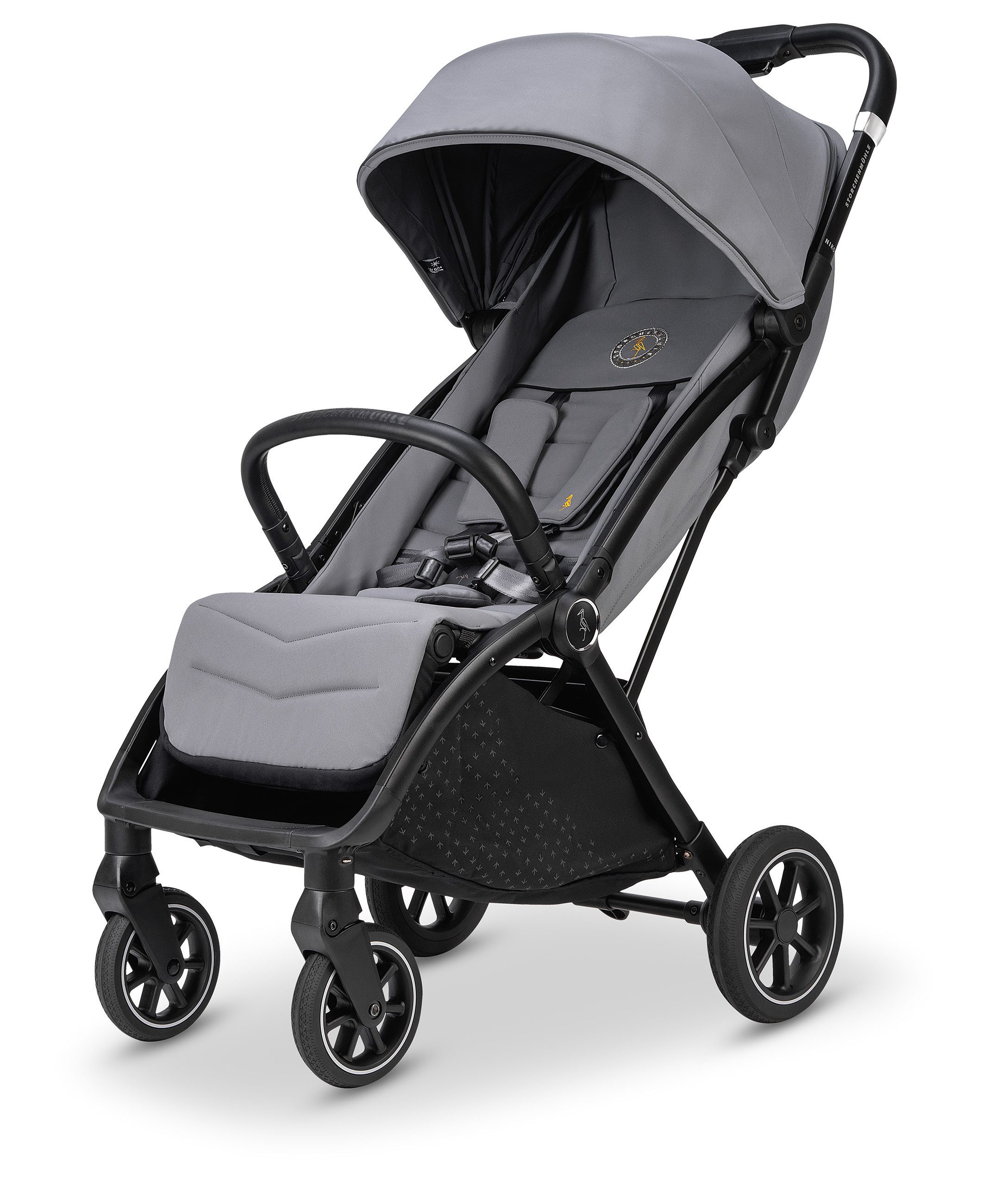 Storchenmühle Kinder-Buggy Niko, Luftkammer-Räder, XXL Sonnenverdeck UPF 50+, Einhand-Faltmechanismus