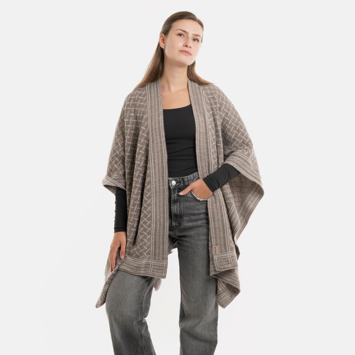 Knit Factory Poncho Dusk Poncho Cape Marron/Iced Clay (1-St) Strick Poncho für Frauen