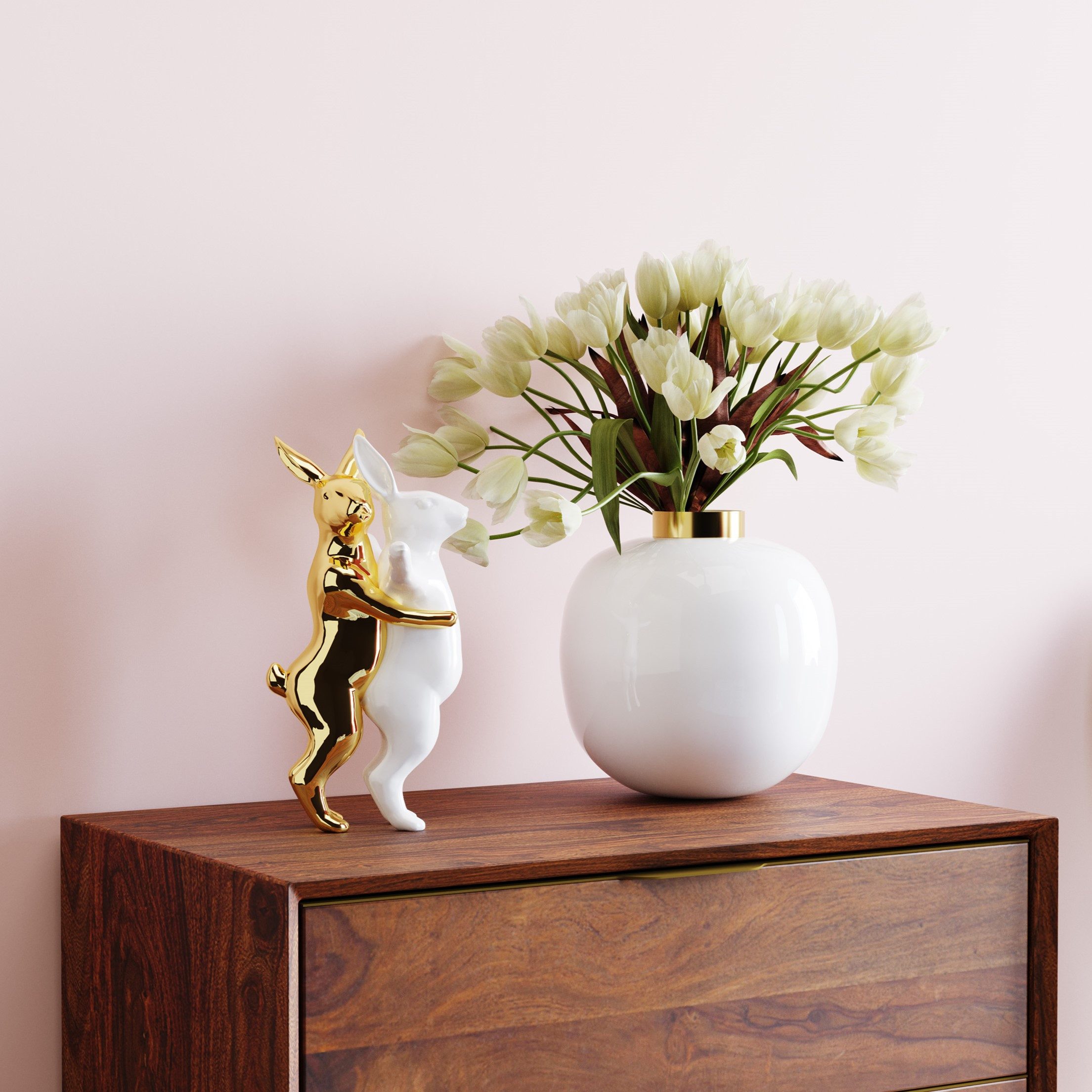 Kare Design Dekofigur Deko Figur Hugging Rabbits Medium günstig online kaufen