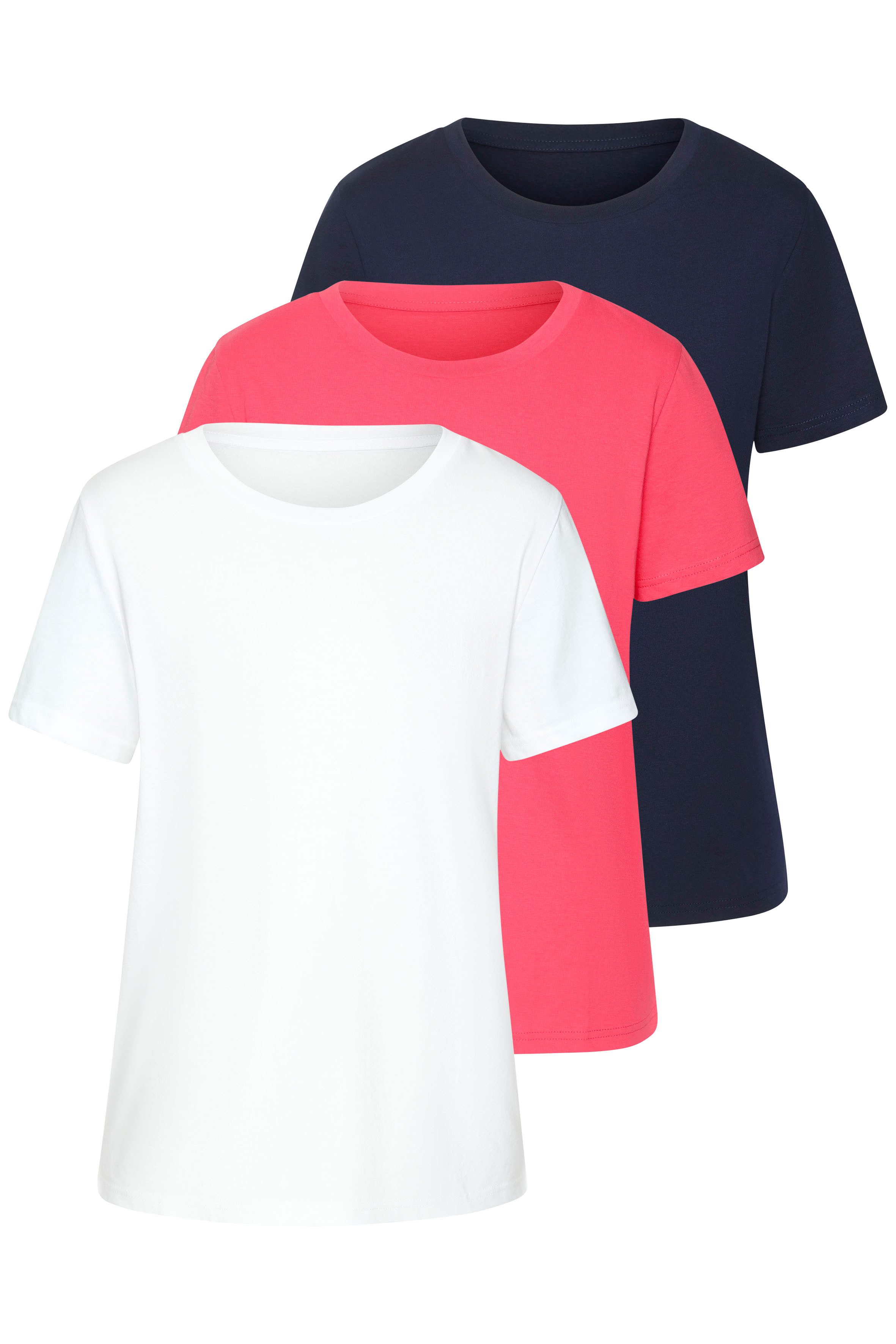 Beachtime by Lascana T-Shirt mit modischem Schlitz am Saum (3er-Pack) aus luftiger Baumwoll-Qualität