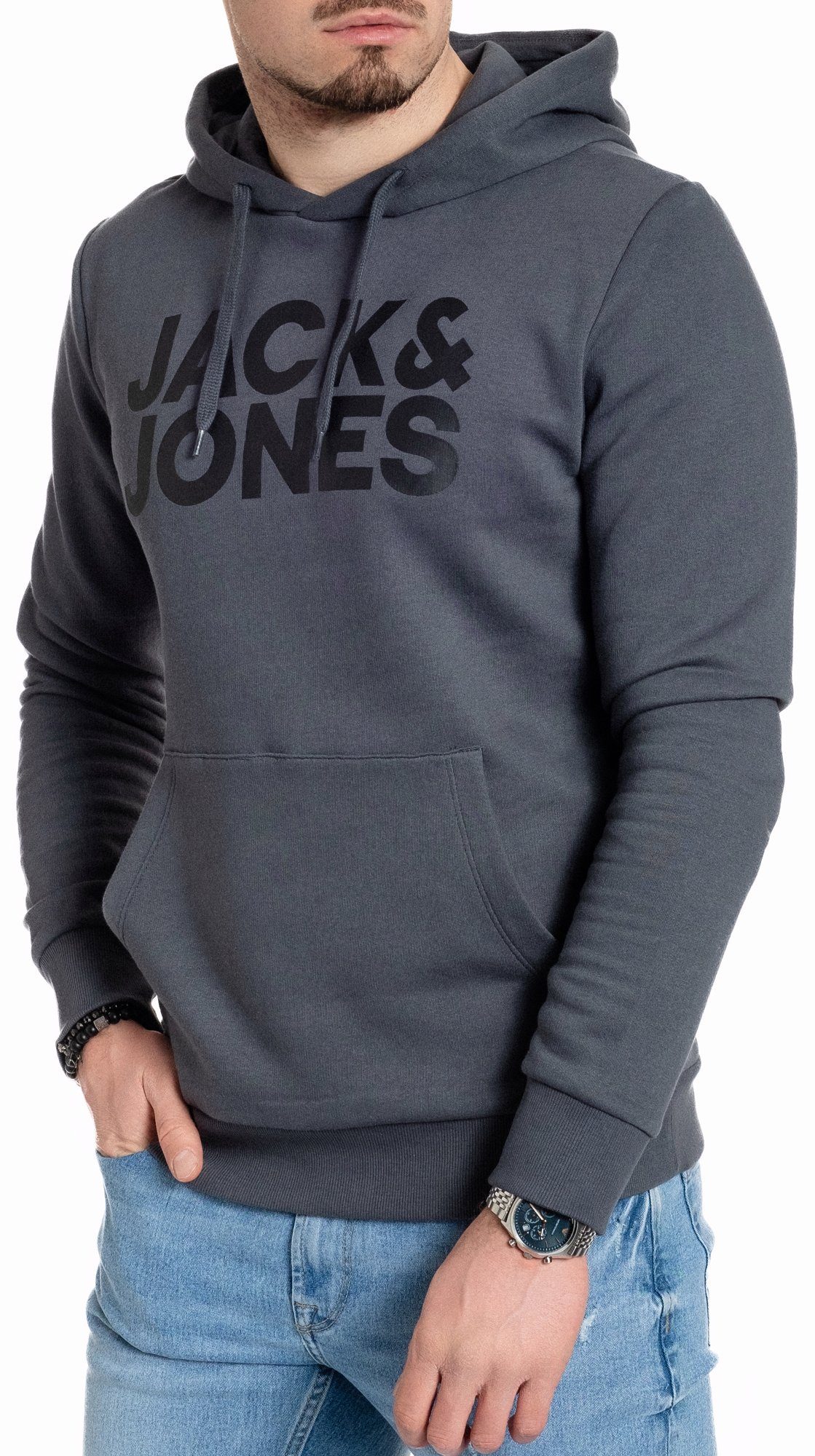 Jack Darkslate-Black & Kapuzensweatshirt Jones Kängurutasche mit