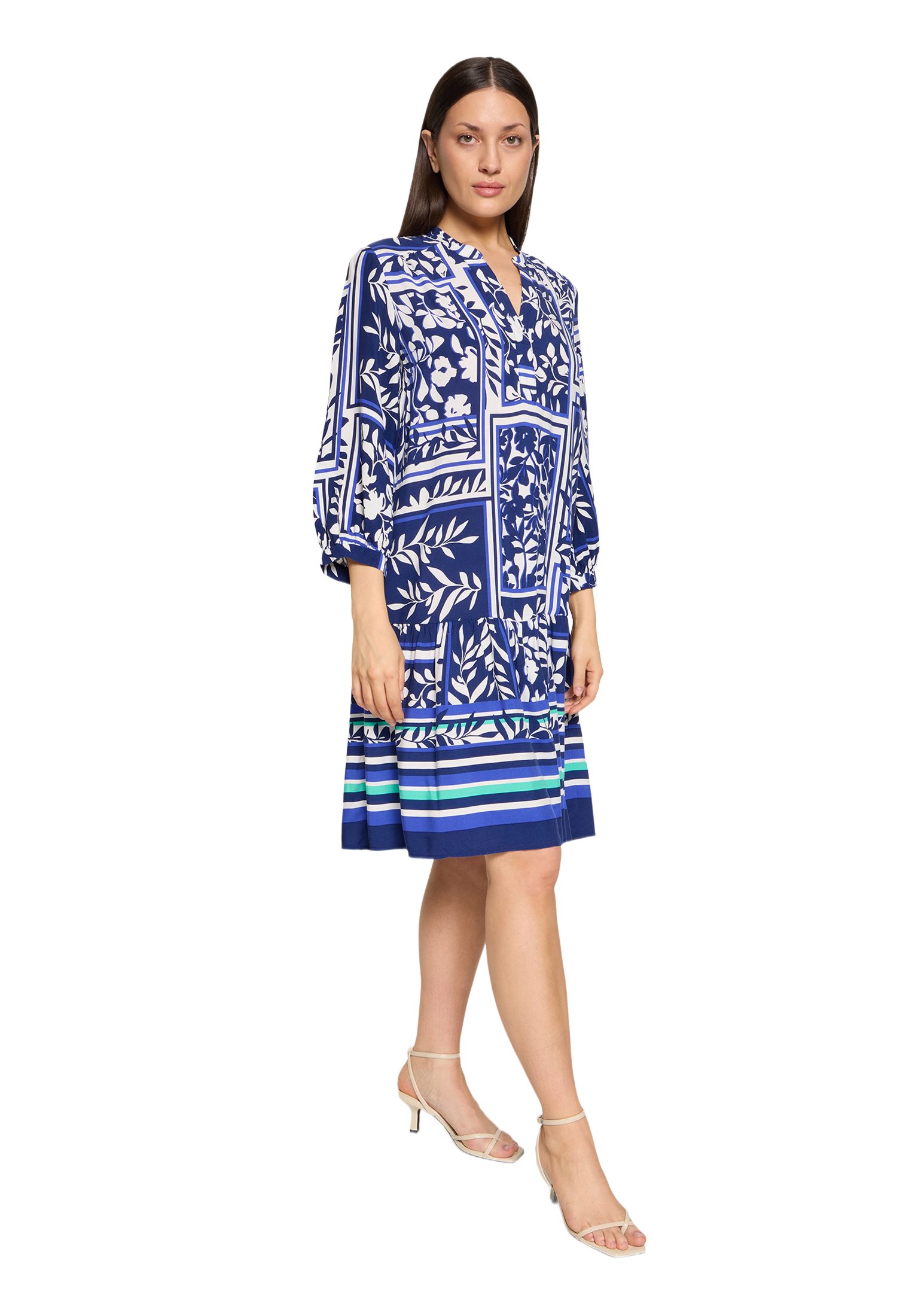 Betty Barclay Partykleid blau,Casual,Viskose,Allover-Print,V-Ausschnitt,3/4 Arm,Regular Fit – Bild 5 von 5