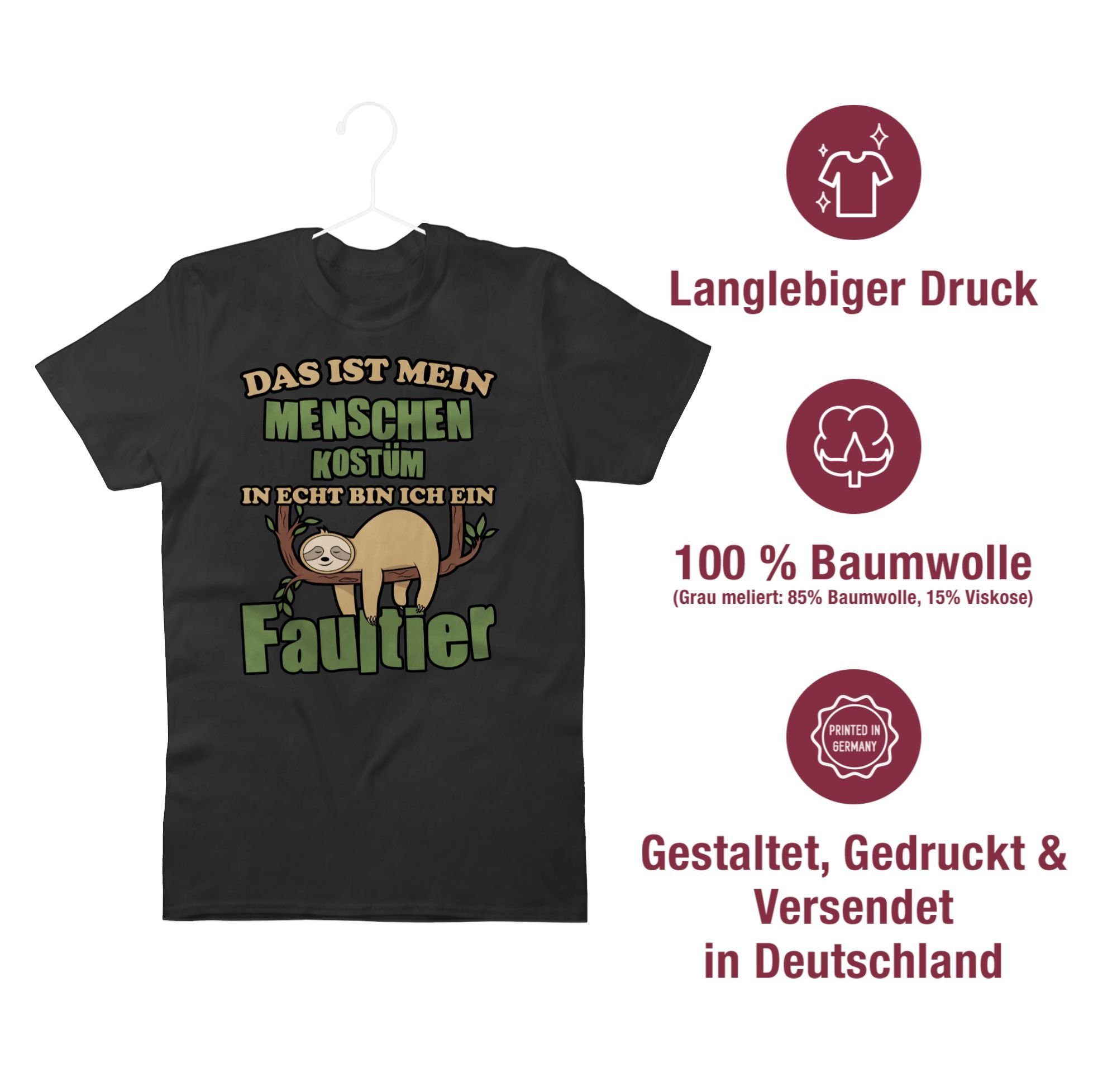 Shirtracer T-Shirt Das ist mein Menschen Kostüm in echt bin ich ein Faultier I Fastnacht Karneval & Fasching
