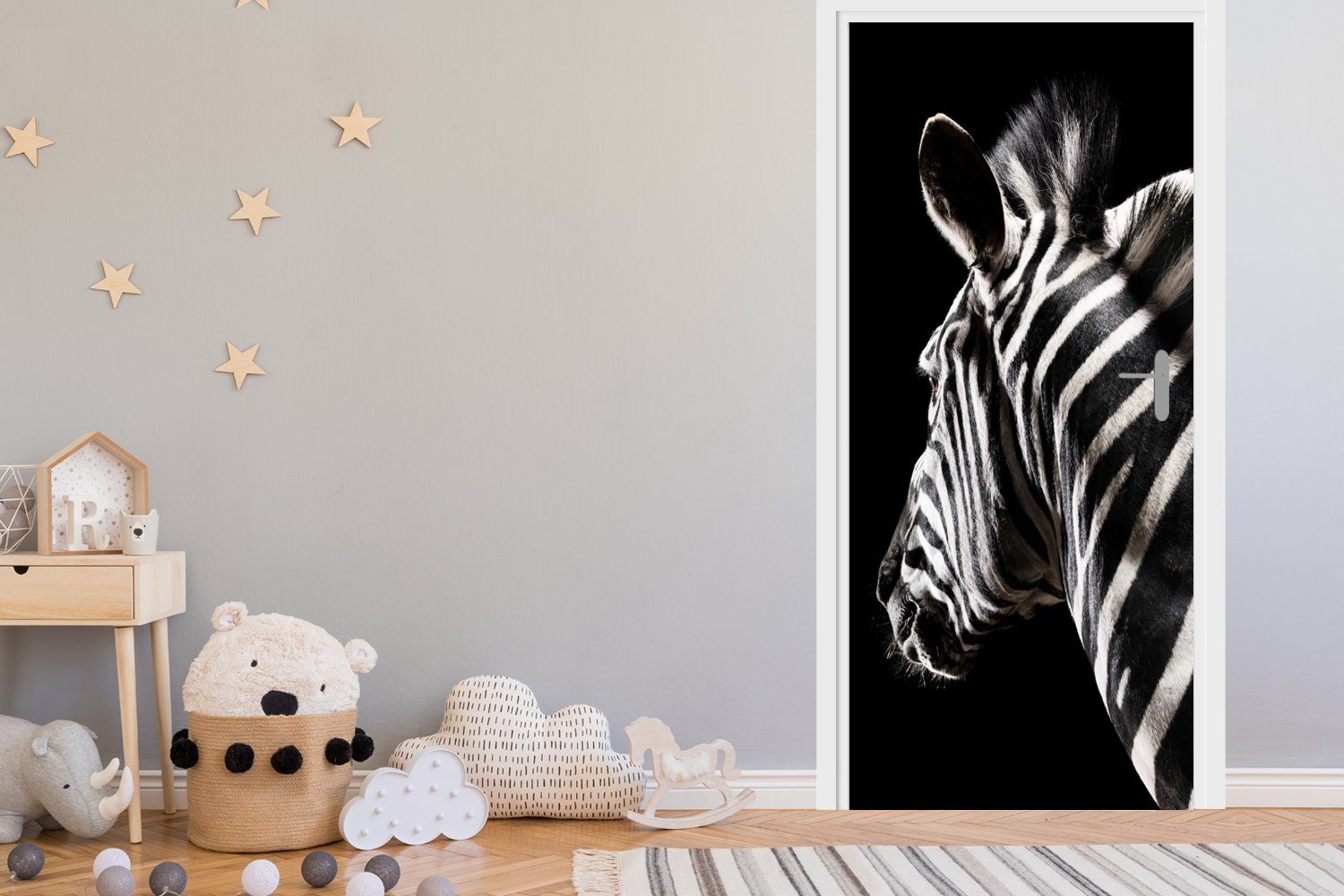 MuchoWow Türtapete Zebra - Wilde cm für bedruckt, Tür, Matt, St), (1 75x205 Fototapete - Muster, Türaufkleber, Tiere