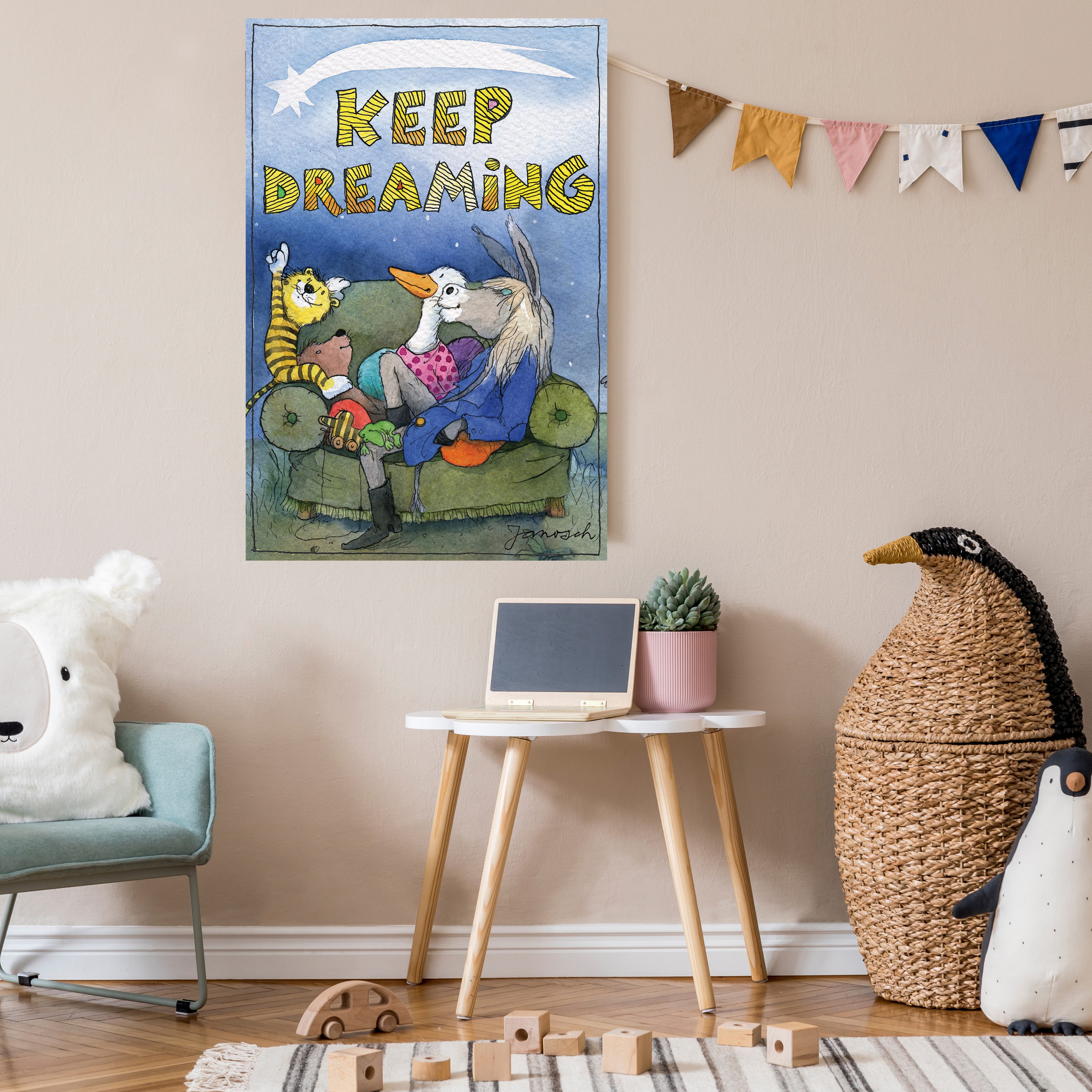 LuckyLinde Leinwandbild Der kleine Bär und der kleine Tiger mit Freunden, Bär, Bären, Ente, Enten, Фигурки, Filmfiguren, Liebessprüche, Motivationsbilder, Natur, Schriftzug, Sprüche, Stern, Sterne, Teddy, Tiere, Tiger, little star (1 St), Exklusive JANOSCH Kindermotive