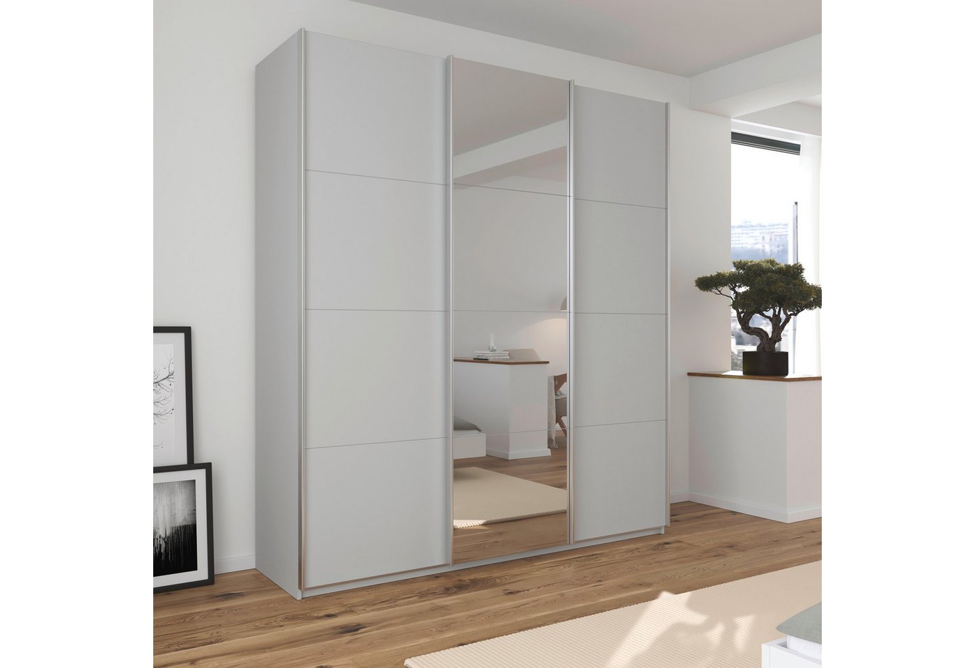 OTTO home Schwebetürenschrank Kleiderschrank Schrank Schlafzimmerschrank Garderobe AGORDO (Breiten 203/271/315/360 cm in drei Griff-Farben - NEU: Farbe SCHWARZ) Top Innenausstattung, in 4 Breiten und 2 Höhen MADE IN GERMANY