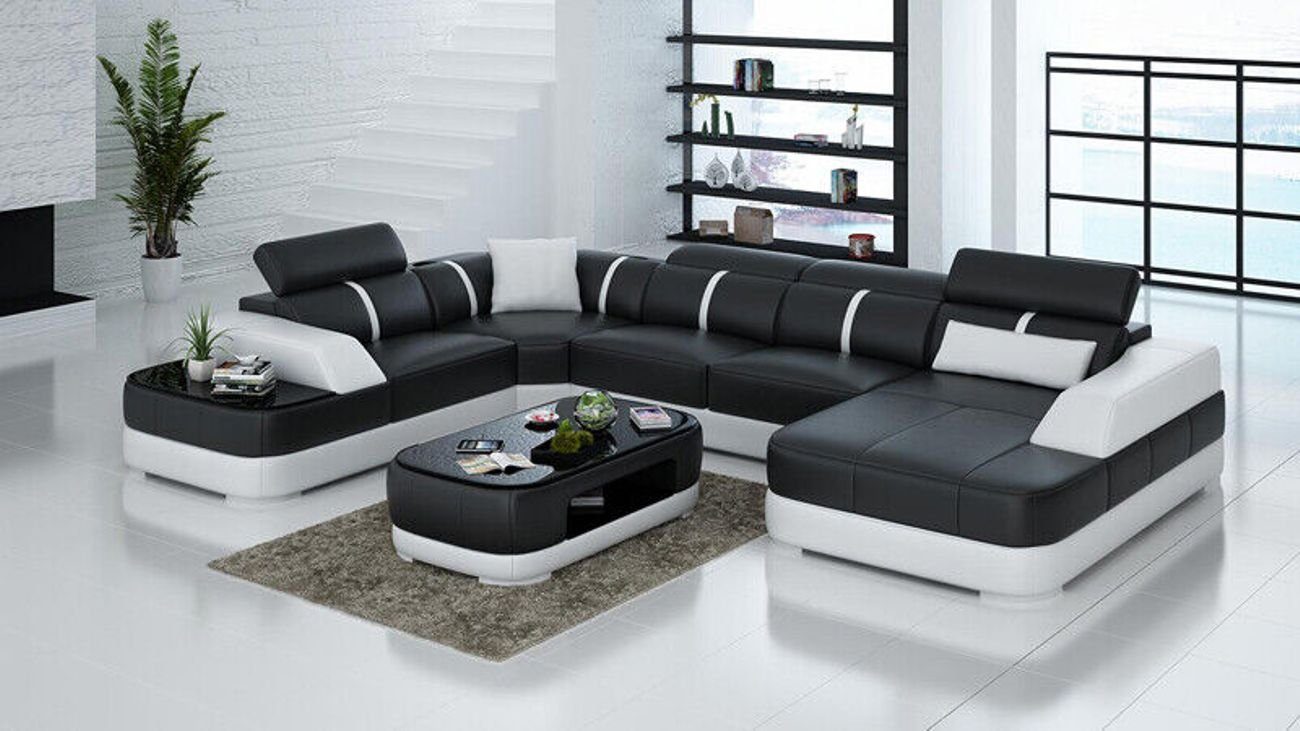 JVmoebel Ecksofa Eck Sofa U Wohnlandschaft Garnitur Form Ecke Sofa Leder Couch Polster