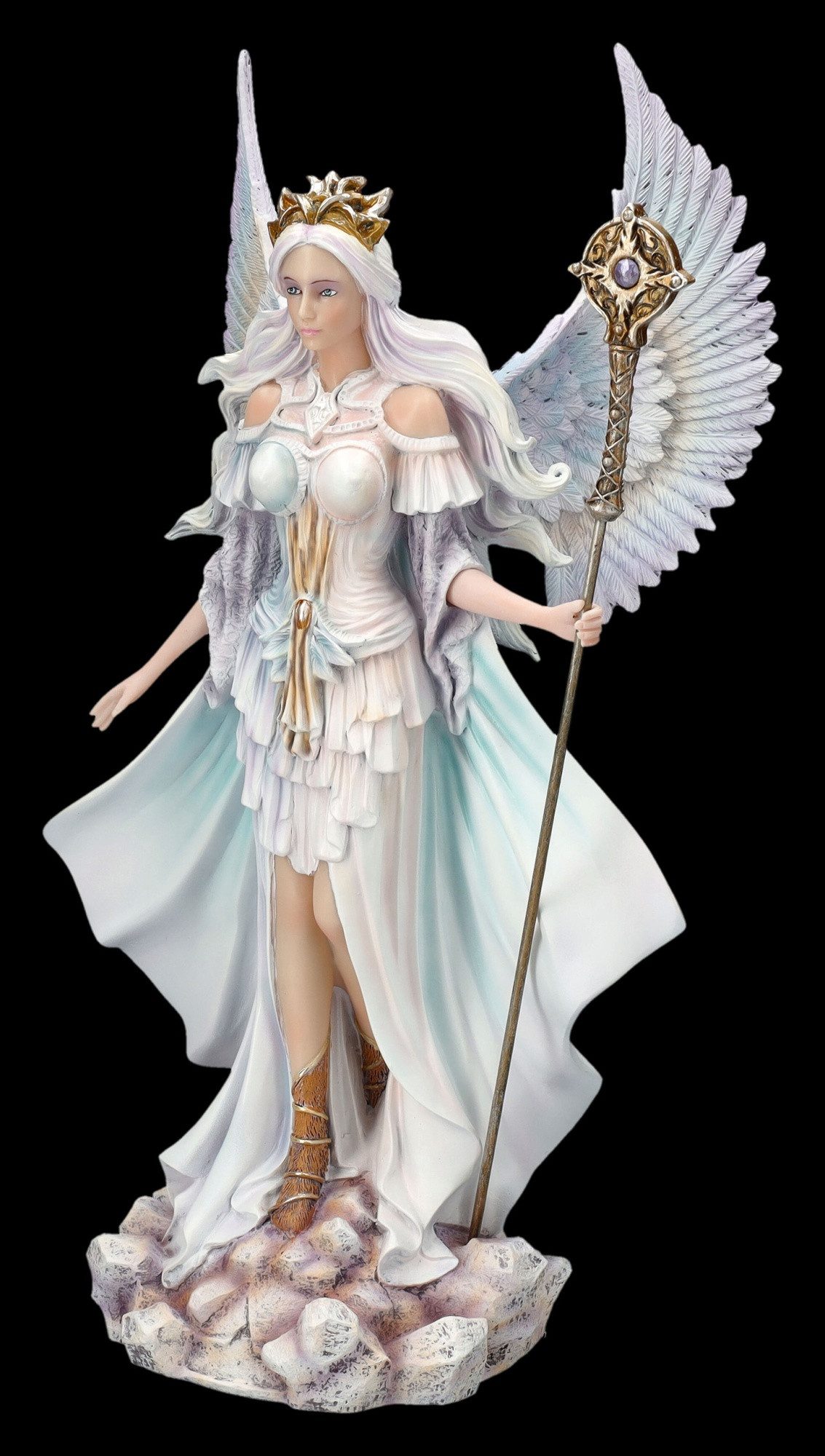 Figuren Shop GmbH Dekofigur Engel Figur - Königin des Winters mit Zepter - Fee Fantasy Dekofigur