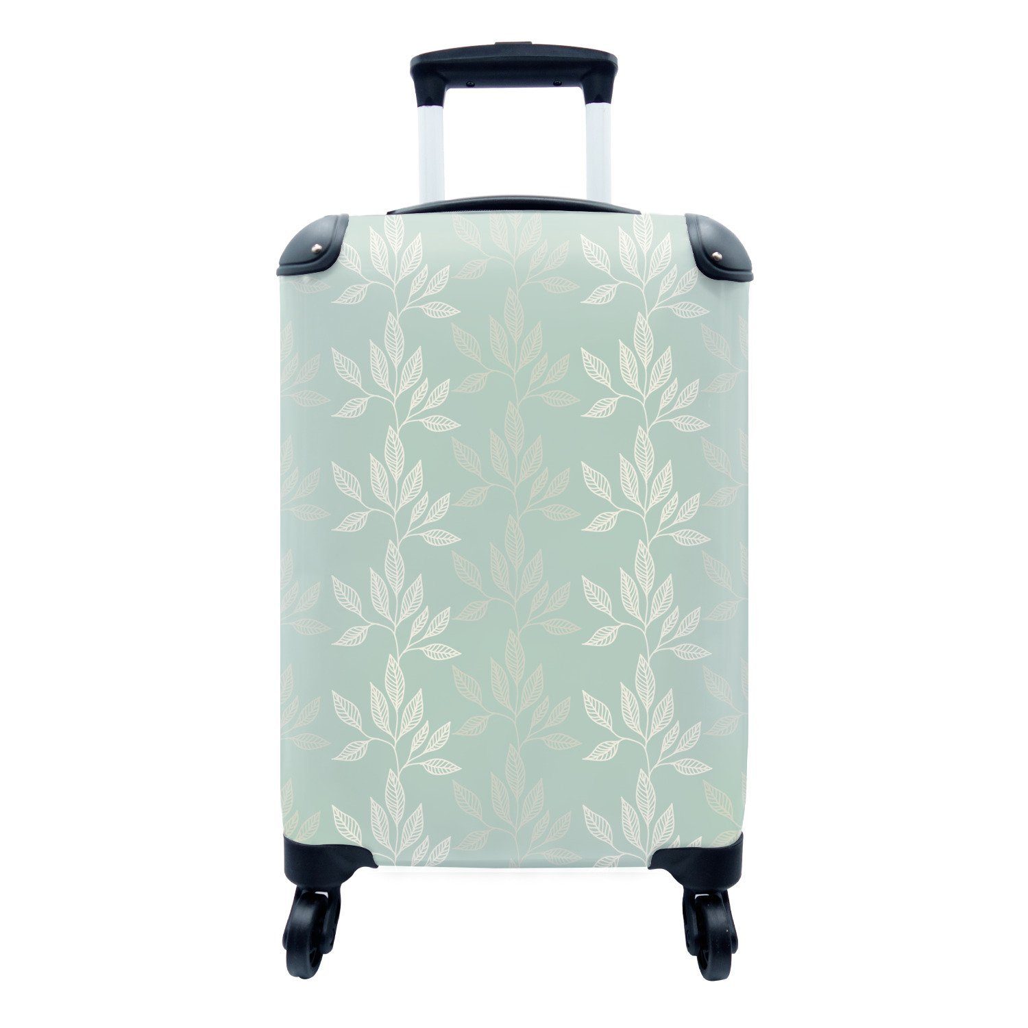 MuchoWow Handgepäckkoffer Pflanzen - Grün - Muster, 4 Rollen, Reisetasche mit rollen, Handgepäck für Ferien, Trolley, Reisekoffer