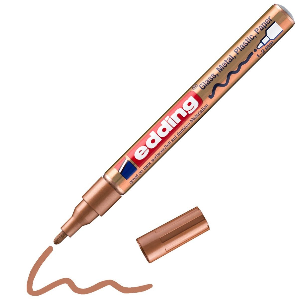 edding Lackmarker Glanzlack-Marker 751 creative kupfer 1-2 mm, wasserfest und hitzebeständig bis 400