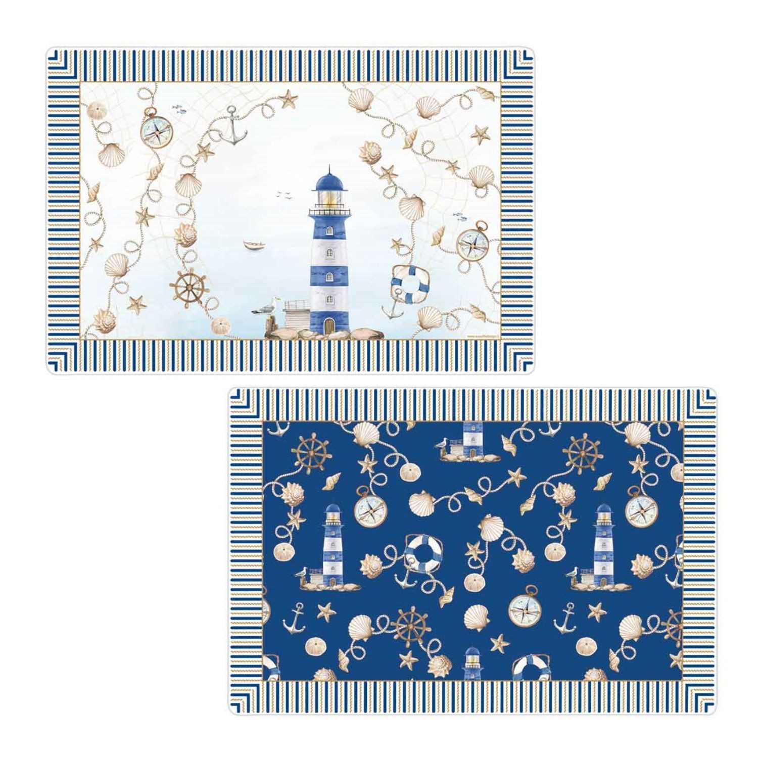 EasyLife Platzset Blue Lighthouse, Farbe: Mehrfarbig, Motiv: Leuchtturm günstig online kaufen