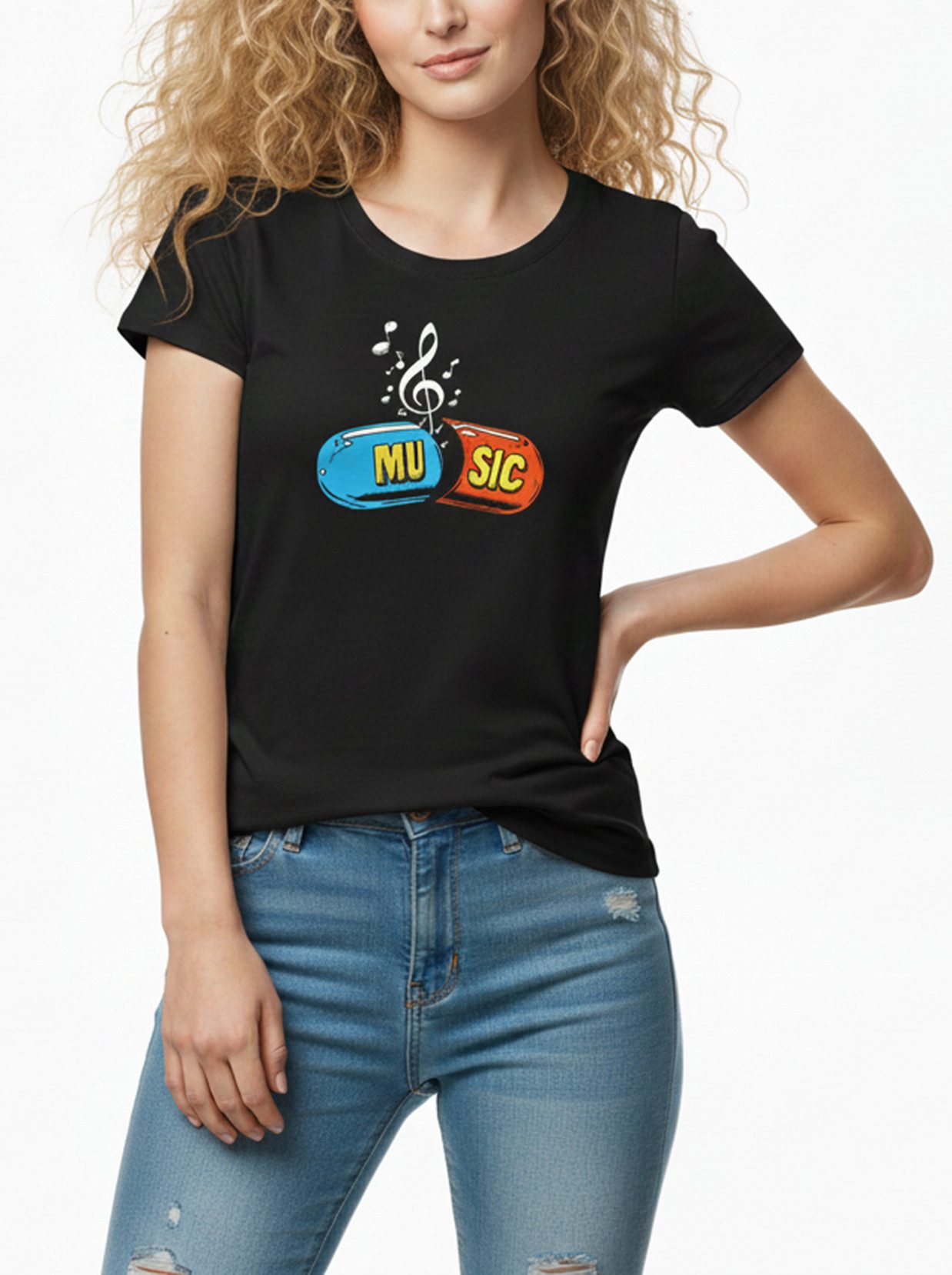 MAKAYA Print-Shirt Musik Top für Frauen – Rock Motiv, Elektro & Hip Hop Style (Schwarz, S, M, L, XL) Baumwolle