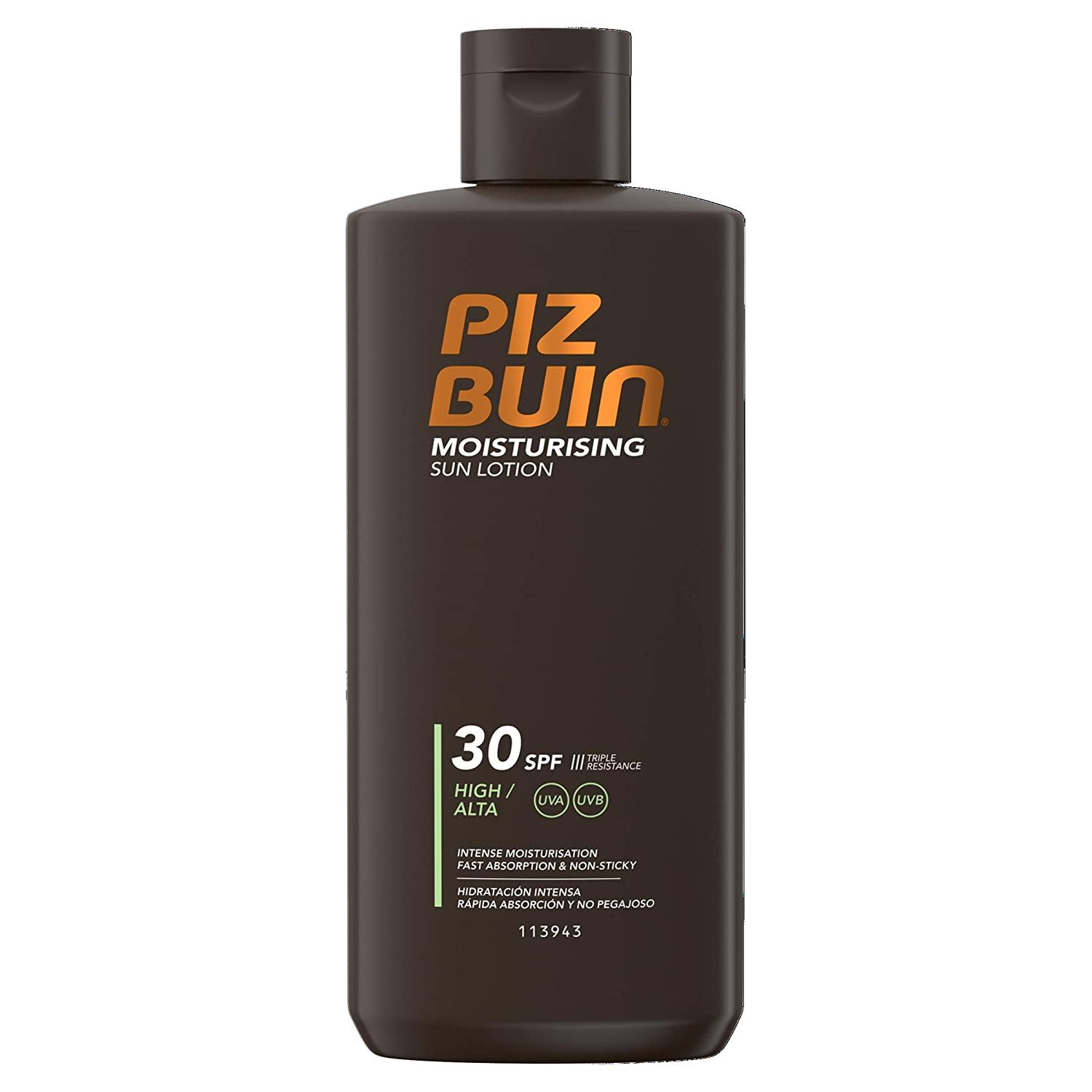Piz Buin Sonnenschutzlotion Piz Buin Moisturising Sun Lotion SPF30 UVA-/UVB-Schutz, 1-tlg., Mit Glycerin und Antioxidantien sowie wasser- und schweißbeständig