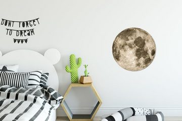 MuchoWow Wandsticker Weltraum - Mond - Jahrgang (1 St), Tapetenkreis für Kinderzimmer, Tapetenaufkleber, Rund, Wohnzimmer