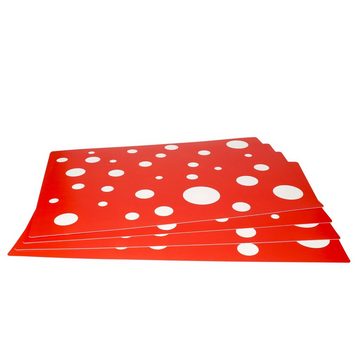 Platzset, 4er Set Tischset rot mit weißen Punkten 45 x 32 cm, MamboCat