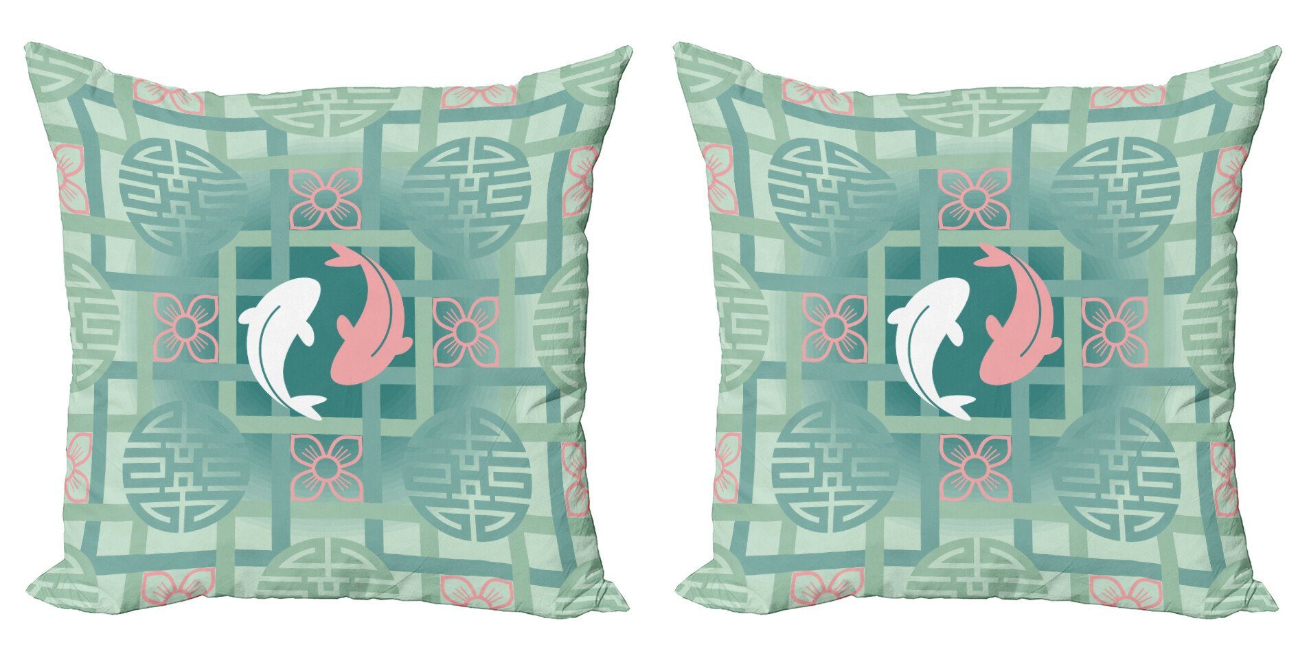 Doppelseitiger Paar Abakuhaus (2 Kissenbezüge Modern Stück), japanisch Asian Digitaldruck, Dolphin Accent