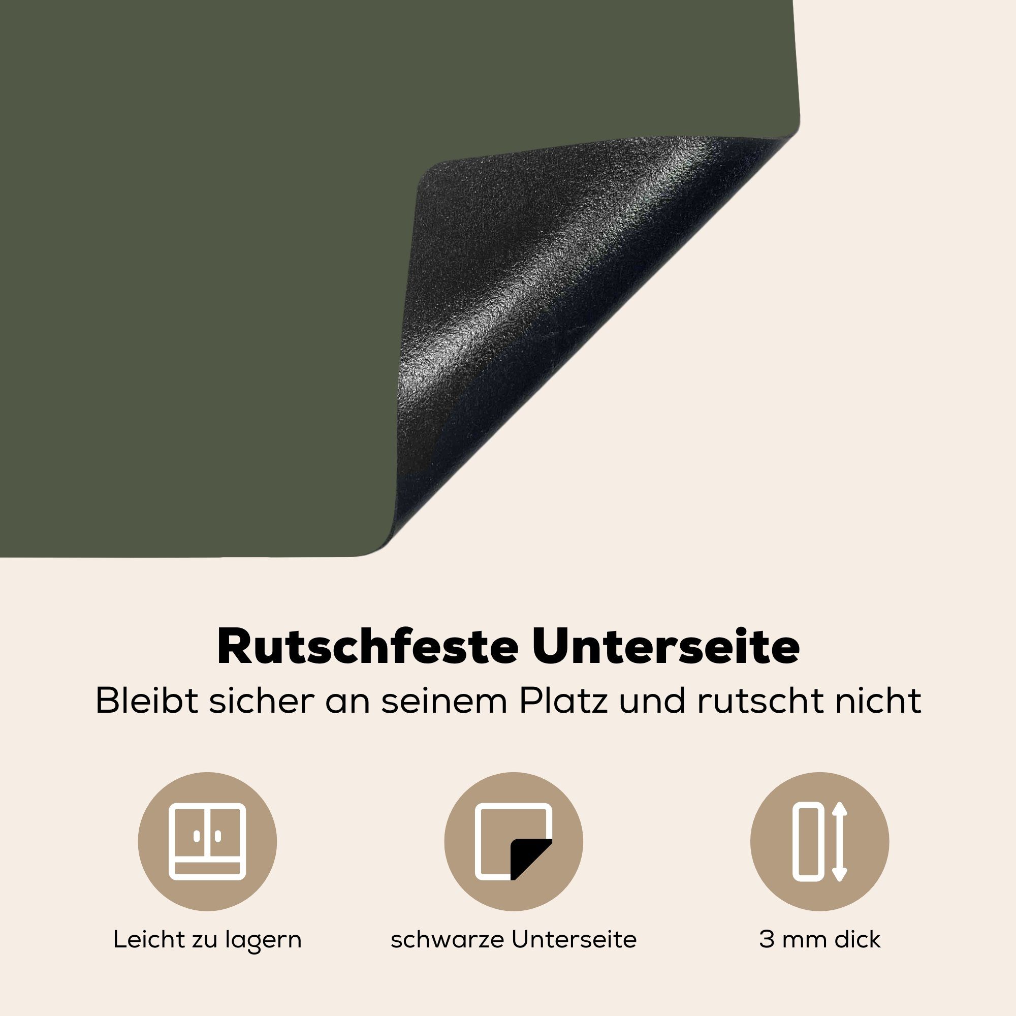 küche, Induktionskochfeld Schutz Einfarbig Olivgrün, die - Vinyl, Grün cm, 81x52 Herdblende-/Abdeckplatte für MuchoWow Ceranfeldabdeckung tlg), - (1