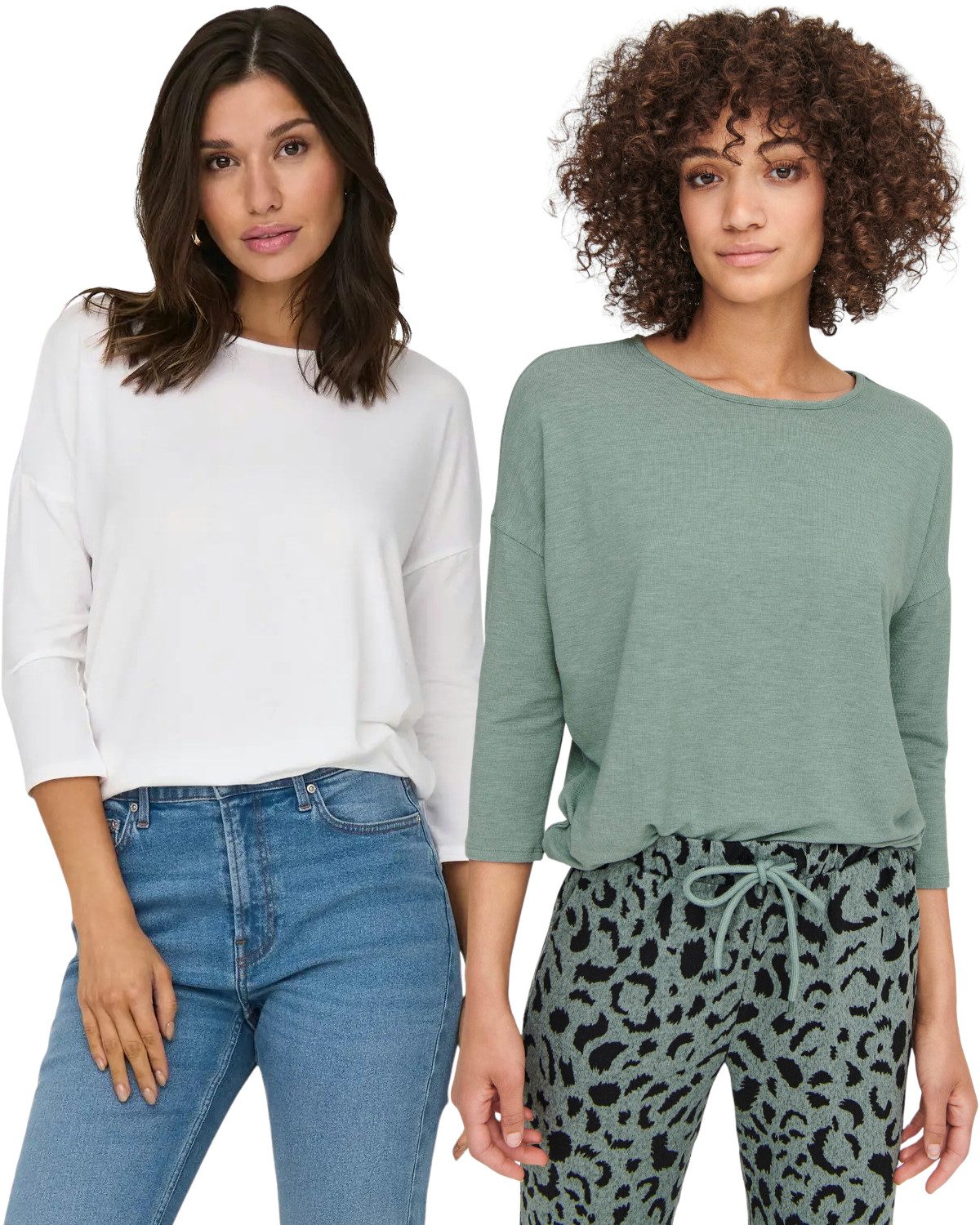 ONLY 3/4 Arm-Pullover (Set, 2er-Pack) Locker geschnitten günstig online kaufen