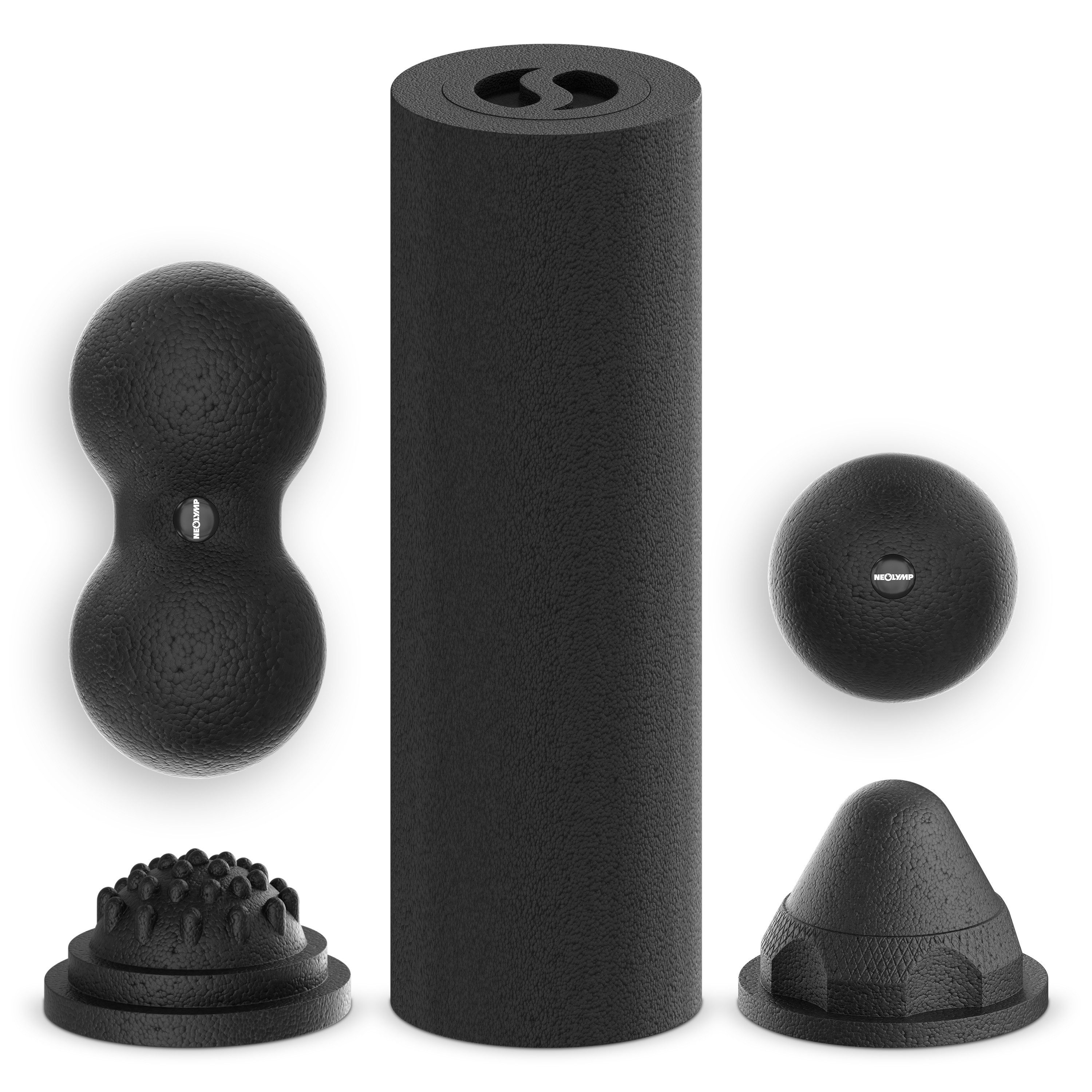 NEOLYMP Faszienrolle Set – 5-in-1 Massage-Set für Rücken, Nacken und Füße – EPP-Hartschaum, Effektive Triggerpunktmassage & Regeneration für Zuhause und unterwegs, Platzsparend in der Rolle verstaut – Effektive Triggerpunktmassage