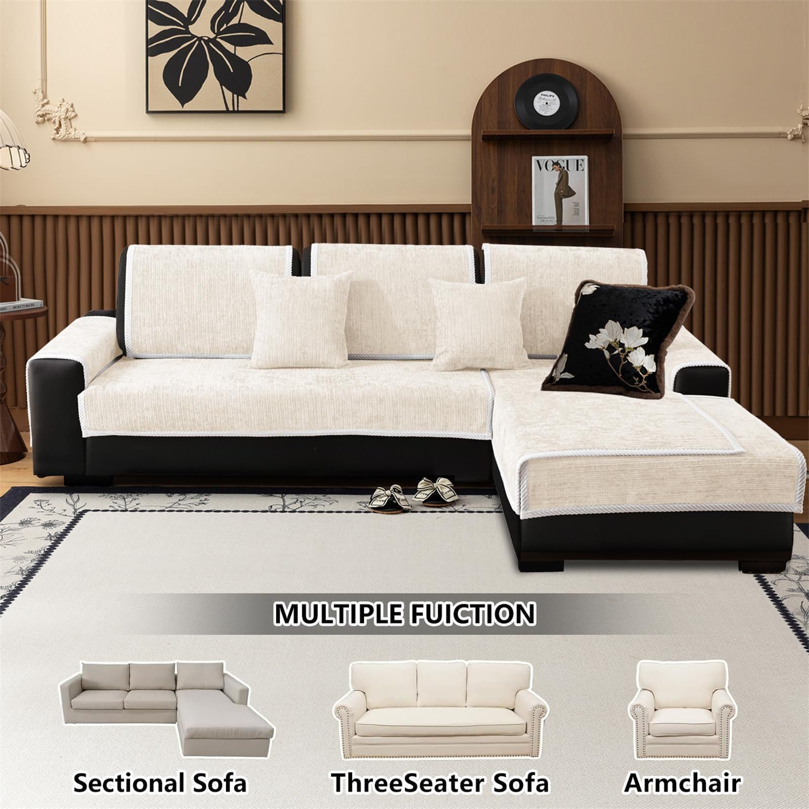 Coonoor Sofaschoner Sofabezug Couch Überzug,Sofa Überzug 1/2/3/4 Sitzer L Form Sofa Cover, Sofa-Schutzhülle Ecksofa, rutschfeste Sofa Überwurf, Sofaläufer