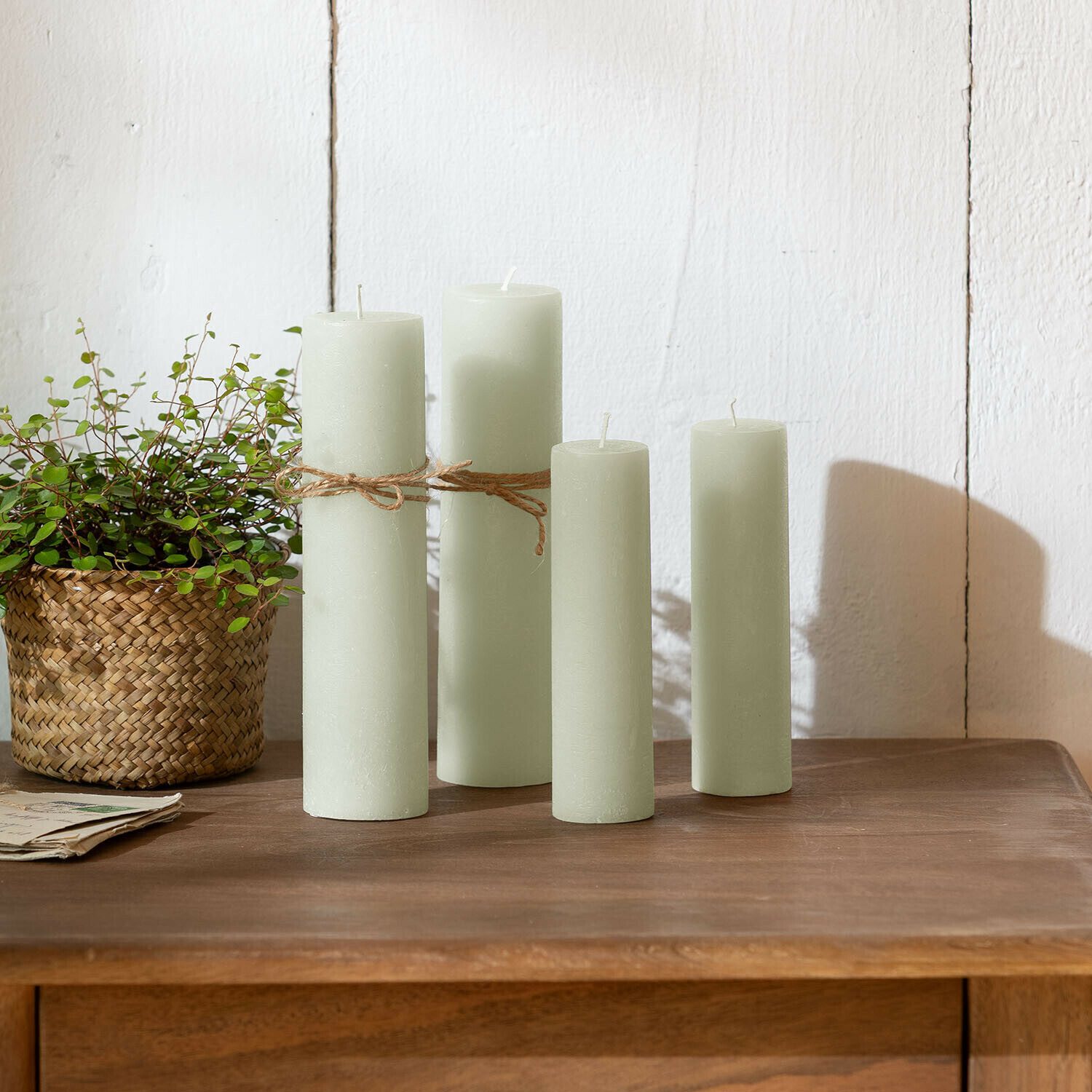 Mirabeau Stumpenkerze Kerze 4er Set Avinal salbei (4er Set, 4er Set)