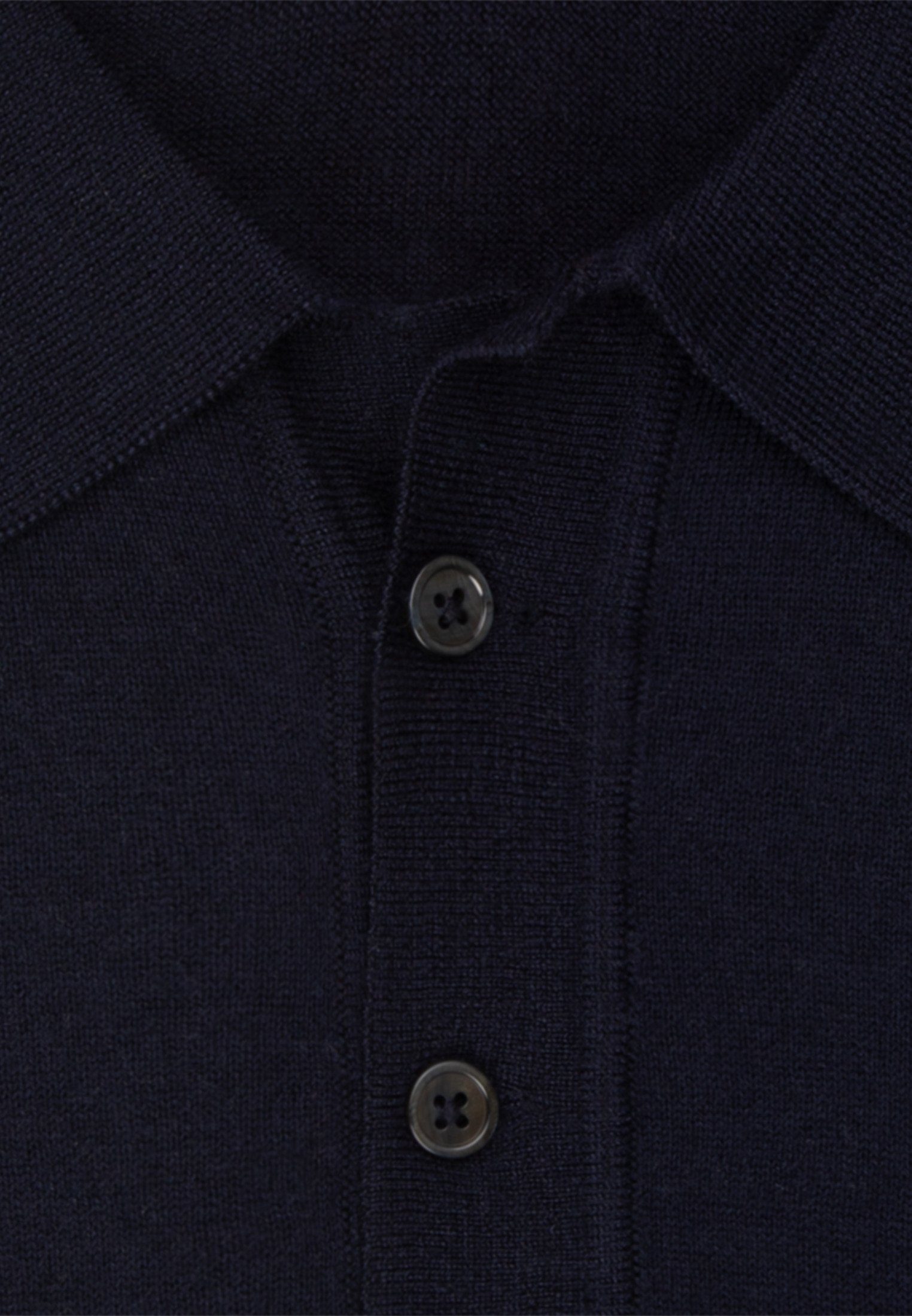 seidensticker Poloshirt Shaped Langarm Dunkelblau Kragen Uni