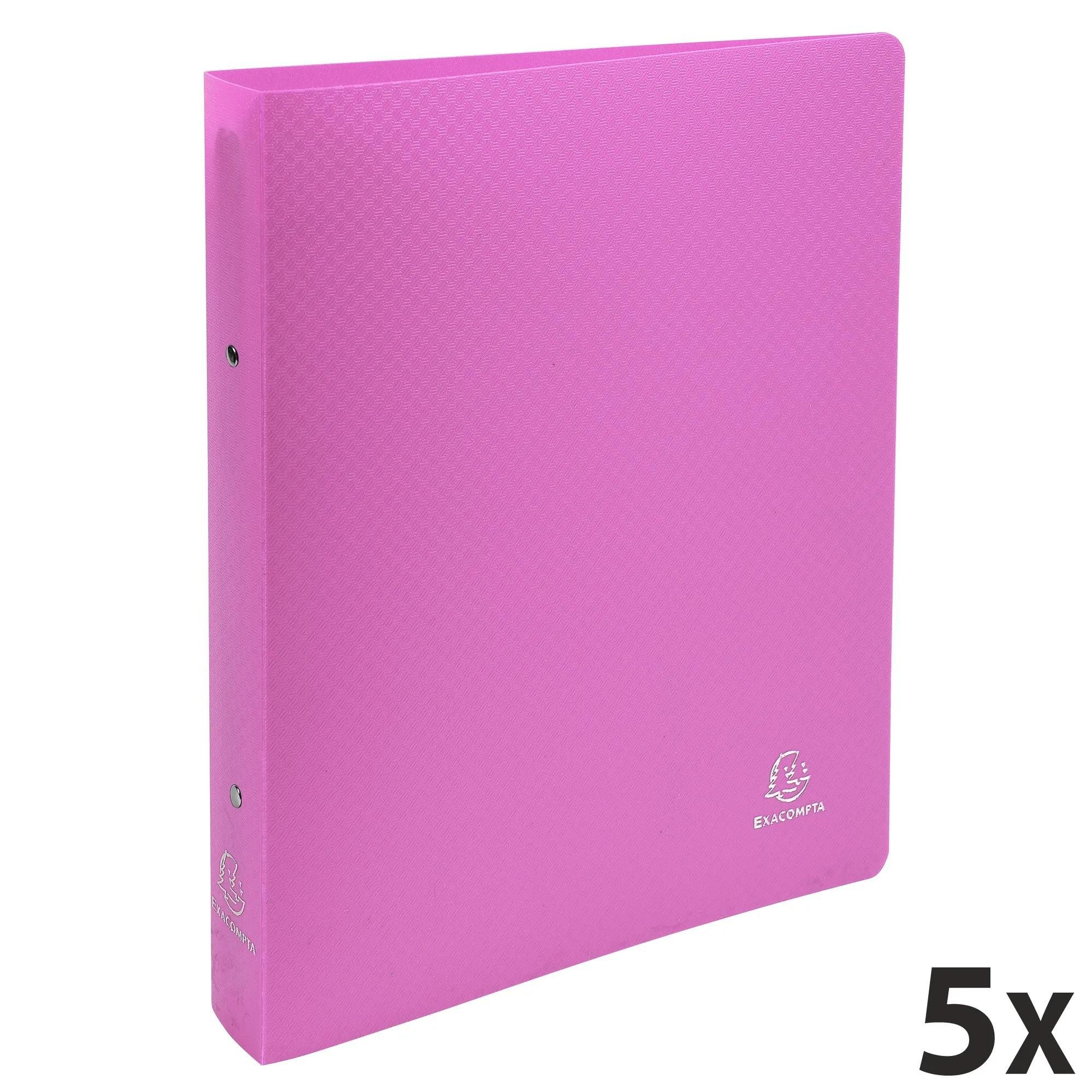 EXACOMPTA Ringbuchmappe 15x Ringbuch PP 700µ 2Ring 30mm Rücken 40mm A4 Überbreite Rosa 54694E, PP Ringbücher