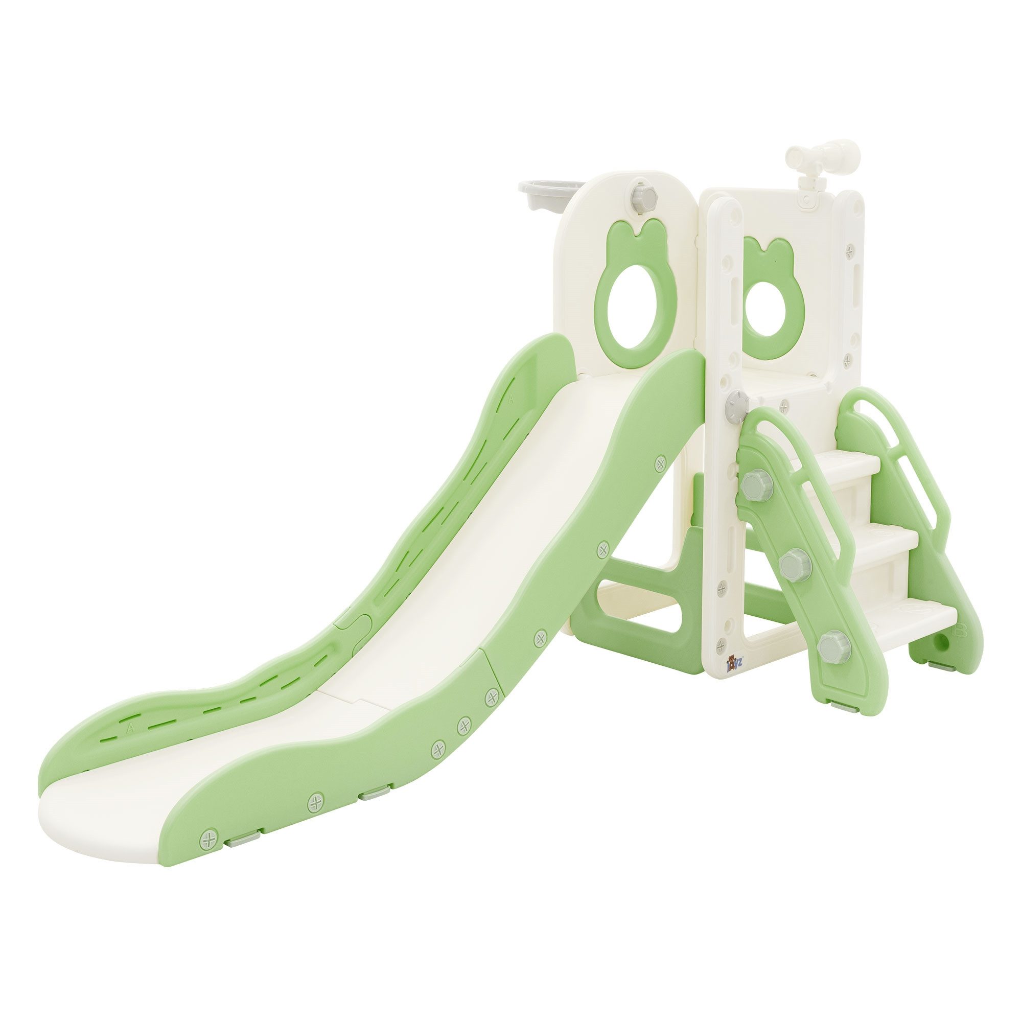 Joyz Rutsche Kinderrutsche 3in1 Spielturm Set mit Rutsche Basketballkorb und Treppe, Spielgerüst für Kinder Kleinkinder ab 3 Jahren Grün Indoor / Outdoor