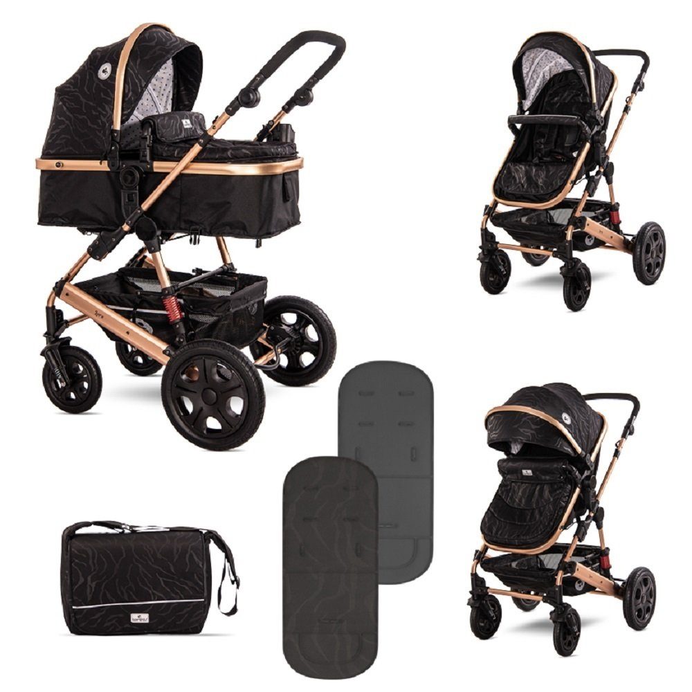 Fußabdeckung Lora, Kombi-Kinderwagen black Gummiräder Kinderwagen Sportsitz faltbar Lorelli Tragetasche