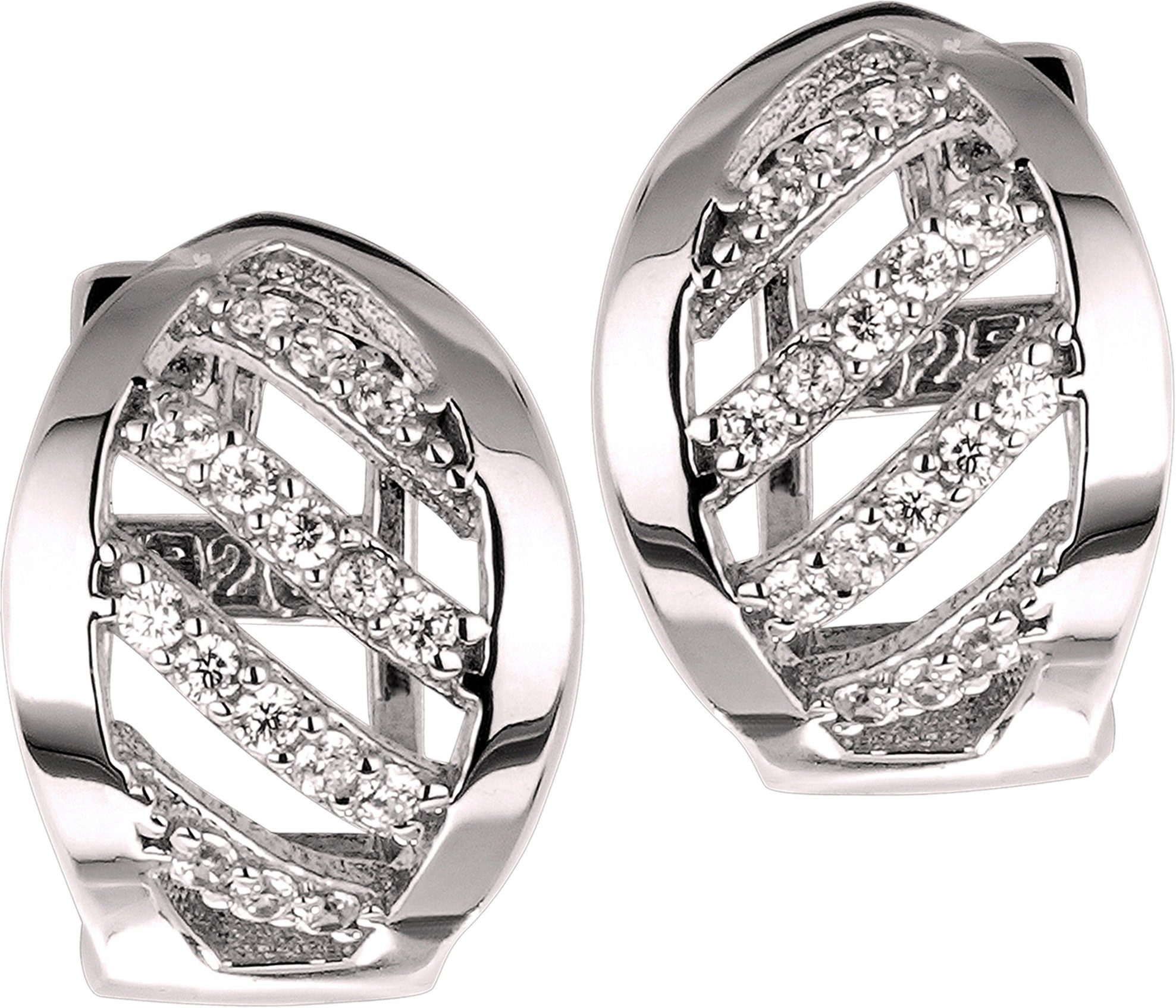 SilberDream Paar Creolen SilberDream Damen Creolen Ohrringe Blatt (Creolen), Damen Creolen Blatt aus 925 Sterling Silber, glanz, Farbe: silber, wei