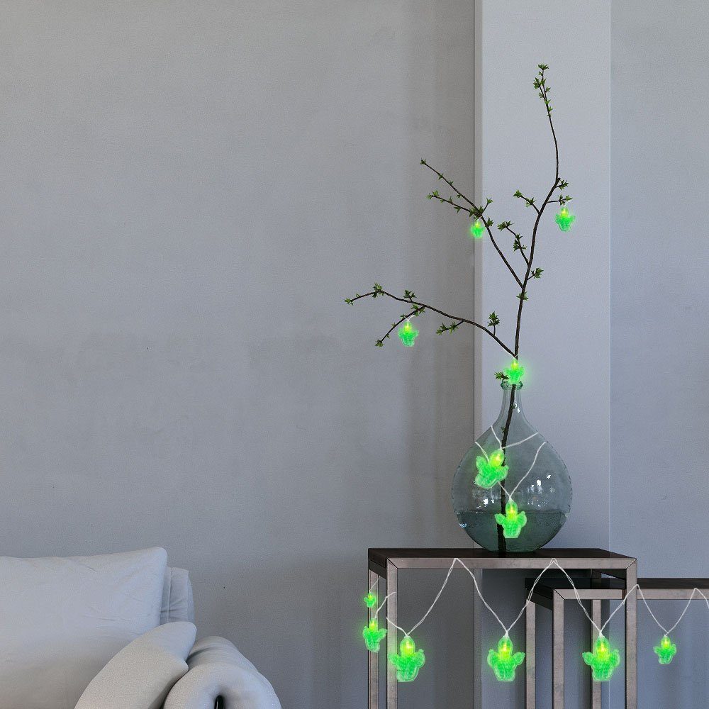 Globo Dekolicht, LED-Leuchtmittel fest verbaut, Warmweiß, LED Lichterkette Leuchtkette Dekolicht Wohnzimmer 10x Kaktus grün | Leuchtfiguren