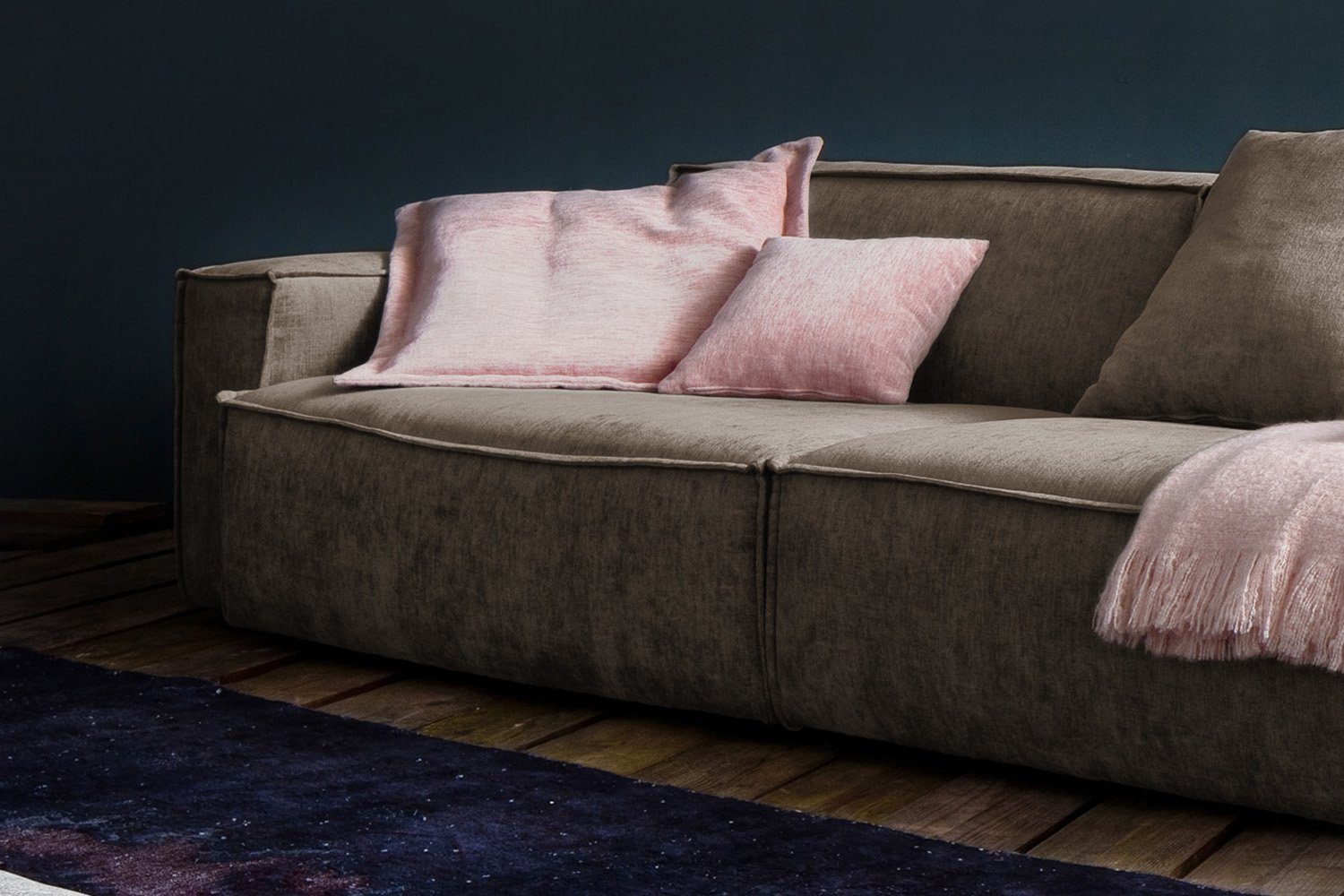 Farben verschiedene KAWOLA dunkelbraun SAMU, Stoff Riesensofa Sofa