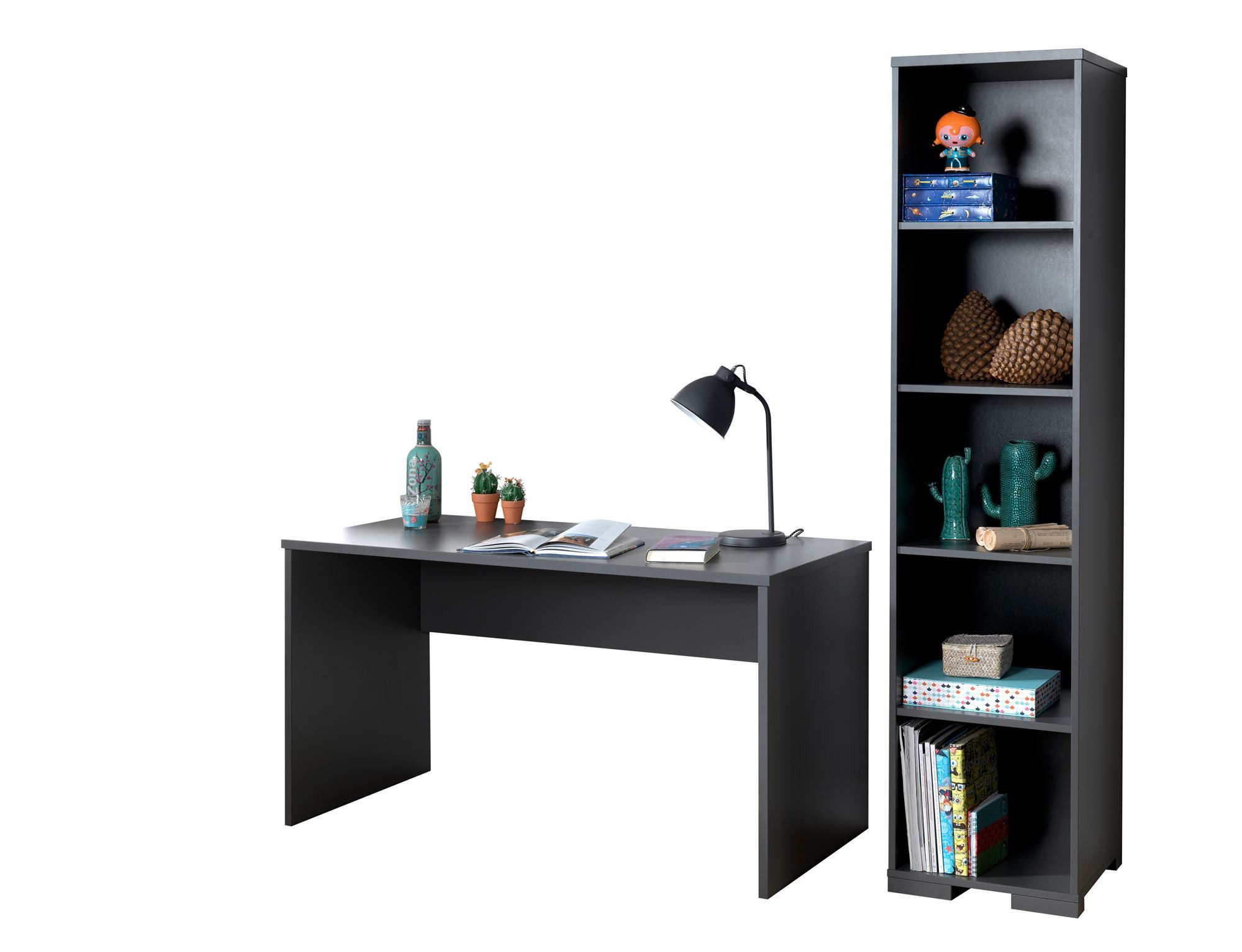 Jugendzimmer-Set Kinderzimmer komplett Kariotta Holzwerkstoff Anthrazit/Buche LDCO1480
