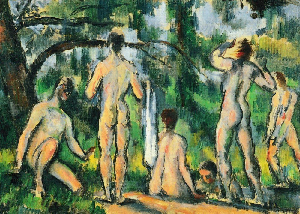Postkarte Kunstkarte Paul Cézanne "Das Baden"