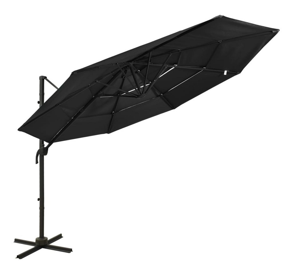 Thumbnail - vidaXL Sonnenschirm, Balkonschirm mit Aluminium-Mast 4-lagig Schwarz 3x3 m