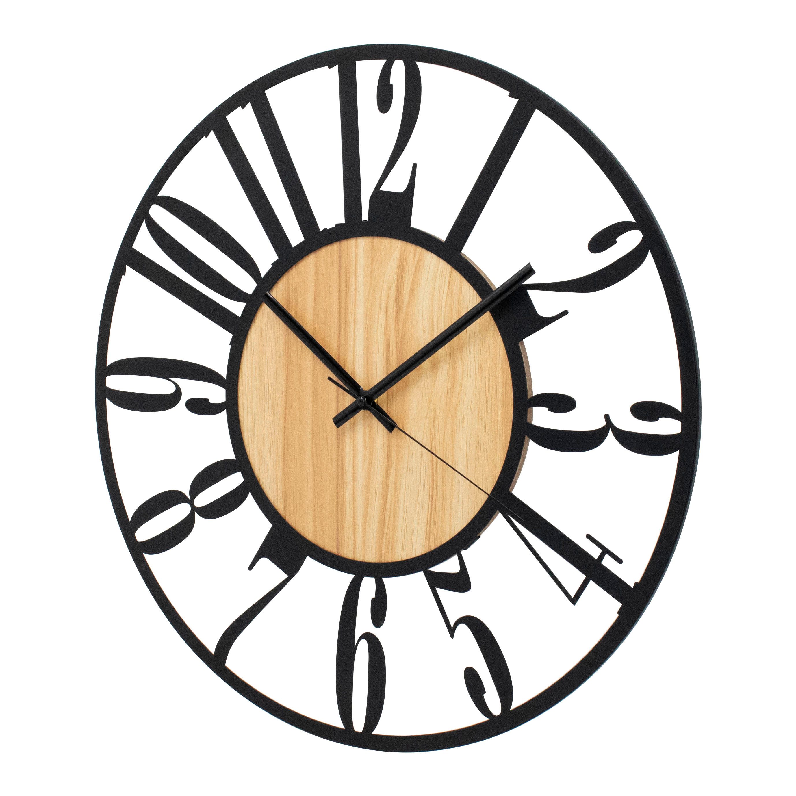 K&L Wall Art Wanduhr industrielle XL Holz-Metall Uhr ohne Tick-Geräusche (l günstig online kaufen