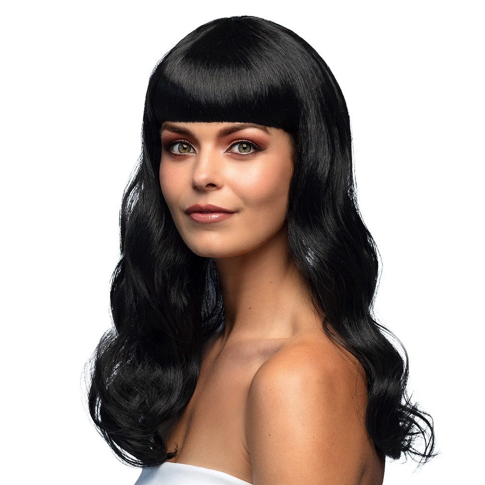 Boland Kostüm-Perücke elegante Langhaar-Perücke für Damen Chique 55 cm mit Pony, Langhaar mit Pony, leicht gewellt