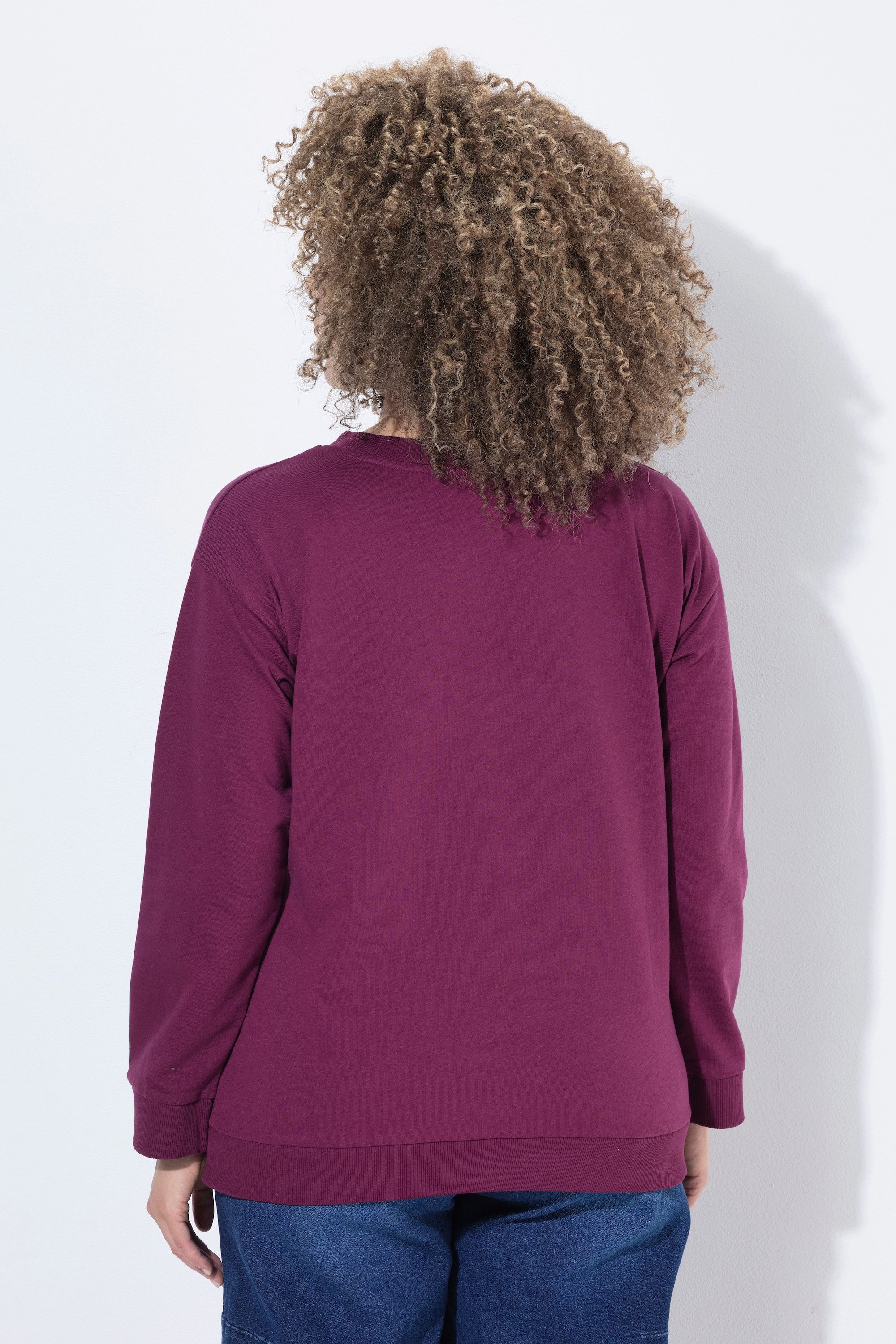 Ulla Popken Sweatshirt Sweatsirt Herz-Stickerei Oversized Rundhals – Bild 3 von 4