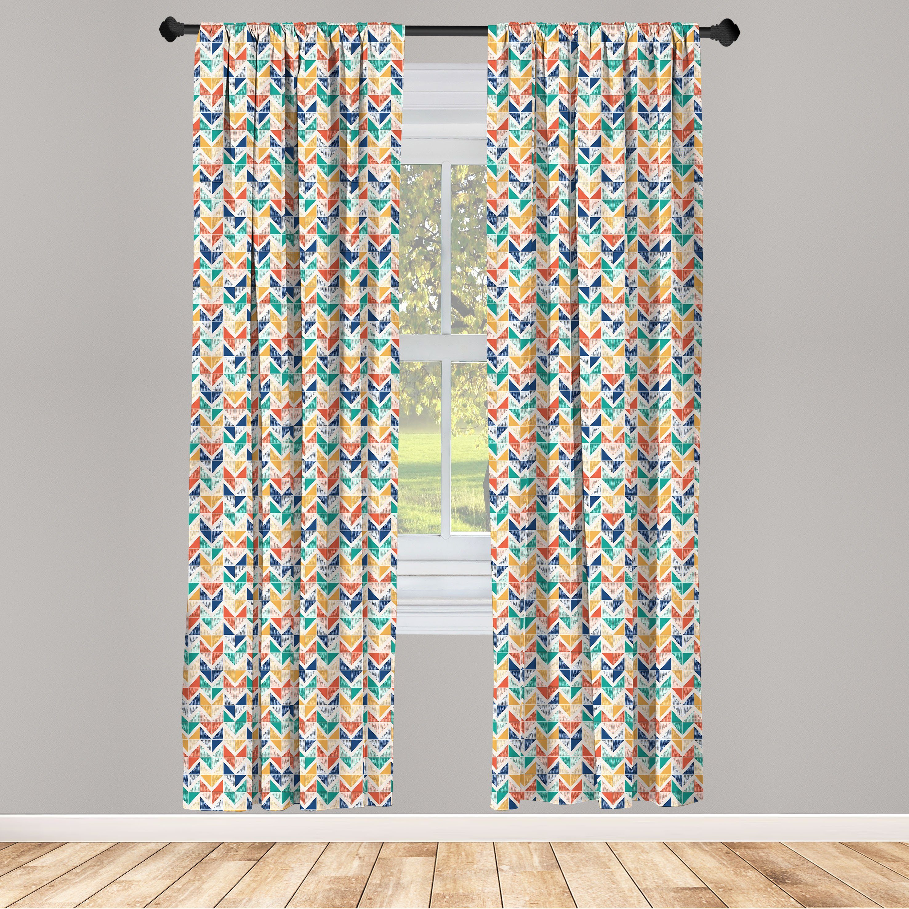 Gardine Vorhang für Wohnzimmer Schlafzimmer Dekor, Abakuhaus, Microfaser, Abstrakt Geometrisches Braid Motiv Dots